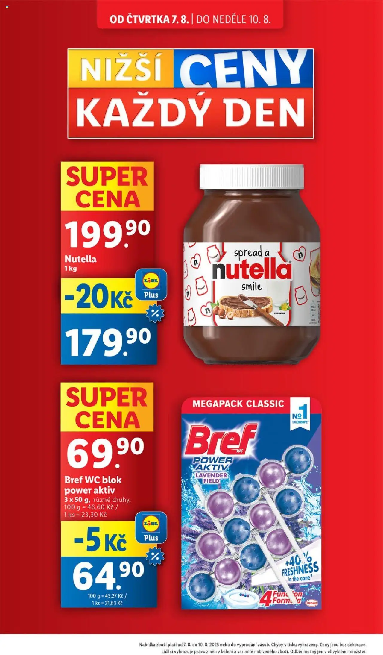 Lidl leták od 07.08.2025 | Strana: 4 | Produkty: Wc blok, Blok, Wc, Nutella