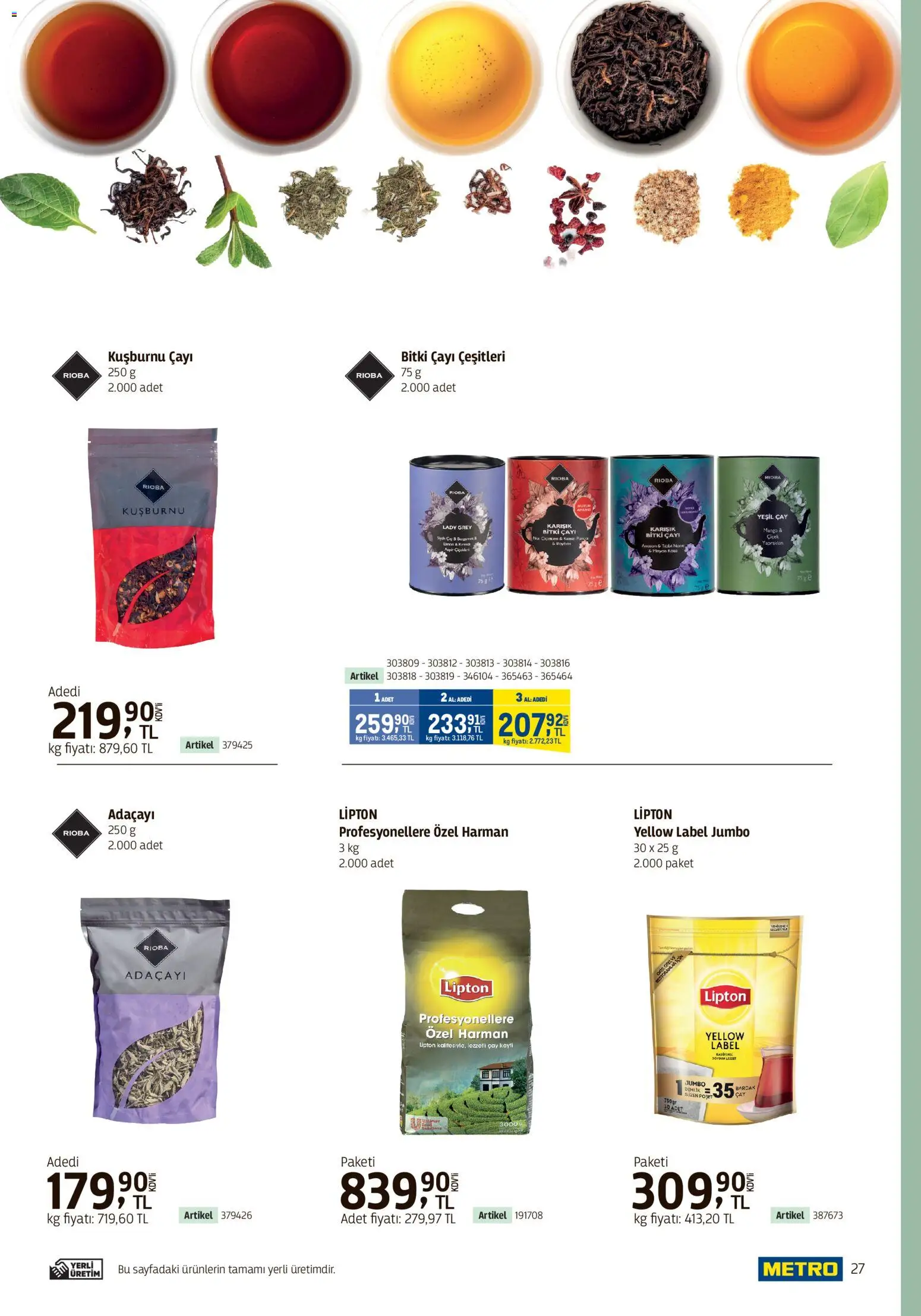 Metro - Kafeler & Pastaneler Kataloğu - 18.03.2026 tarihinden itibaren geçerlidir | Sayfa: 27 | Ürünler: Çay, Mango, Kuşburnu, Kumina