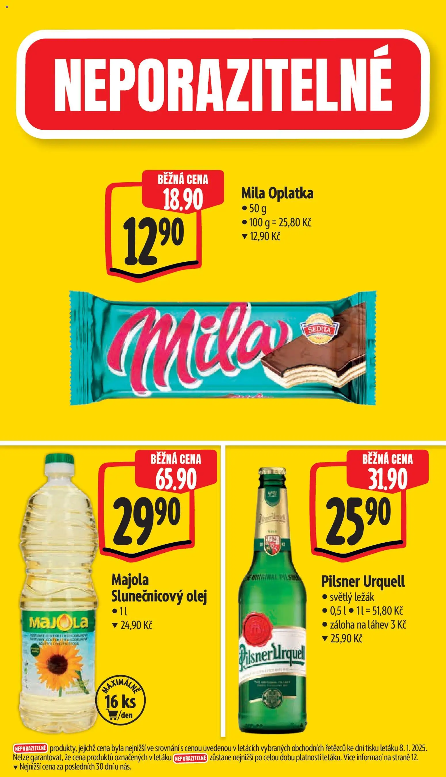 Albert leták - Supermarket od 14.01.2026 | Strana: 5 | Produkty: Pilsner, Pilsner Urquell, Slunečnicový olej, Mila
