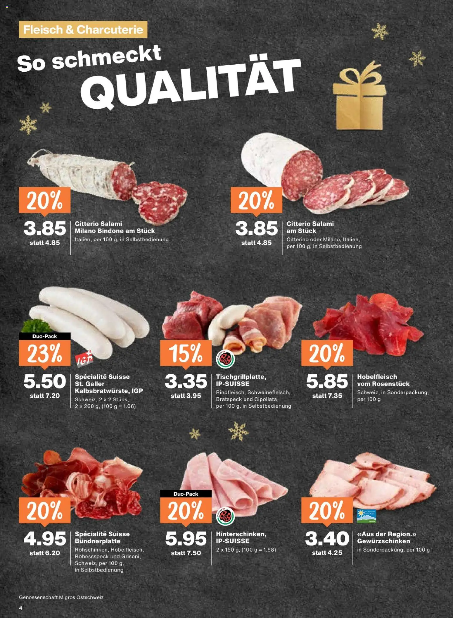 Migros Aktionen – gültig ab 16.12.2025 | Seite: 4 | Produkte: Salami