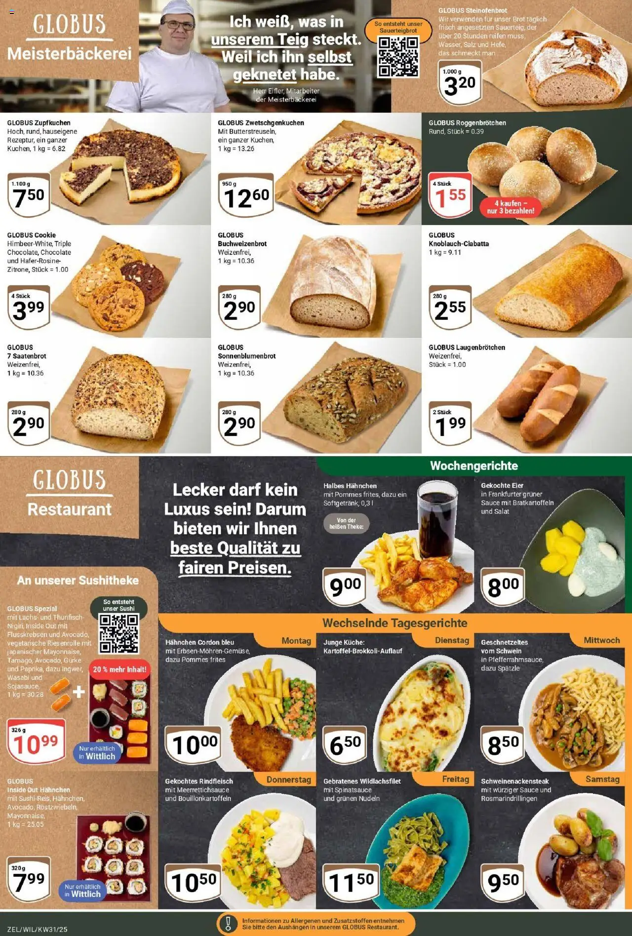 Globus prospekt Zell/mosel	 - gültig ab dem 28.07.2025 | Seite: 5 | Produkte: Hahnchen, Theke, Brot, Salat