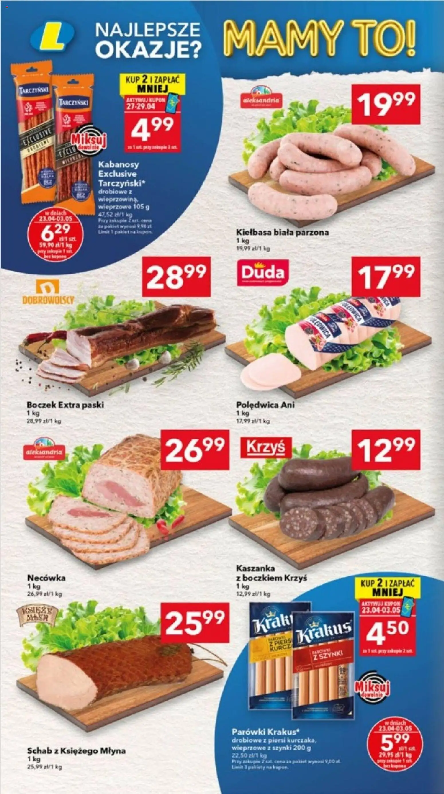 Lewiatan gazetka - Lublin od 23.04.2026 | Strona: 6 | Produkty: Kiełbasa, Piersi, Kabanosy, Kaszanka