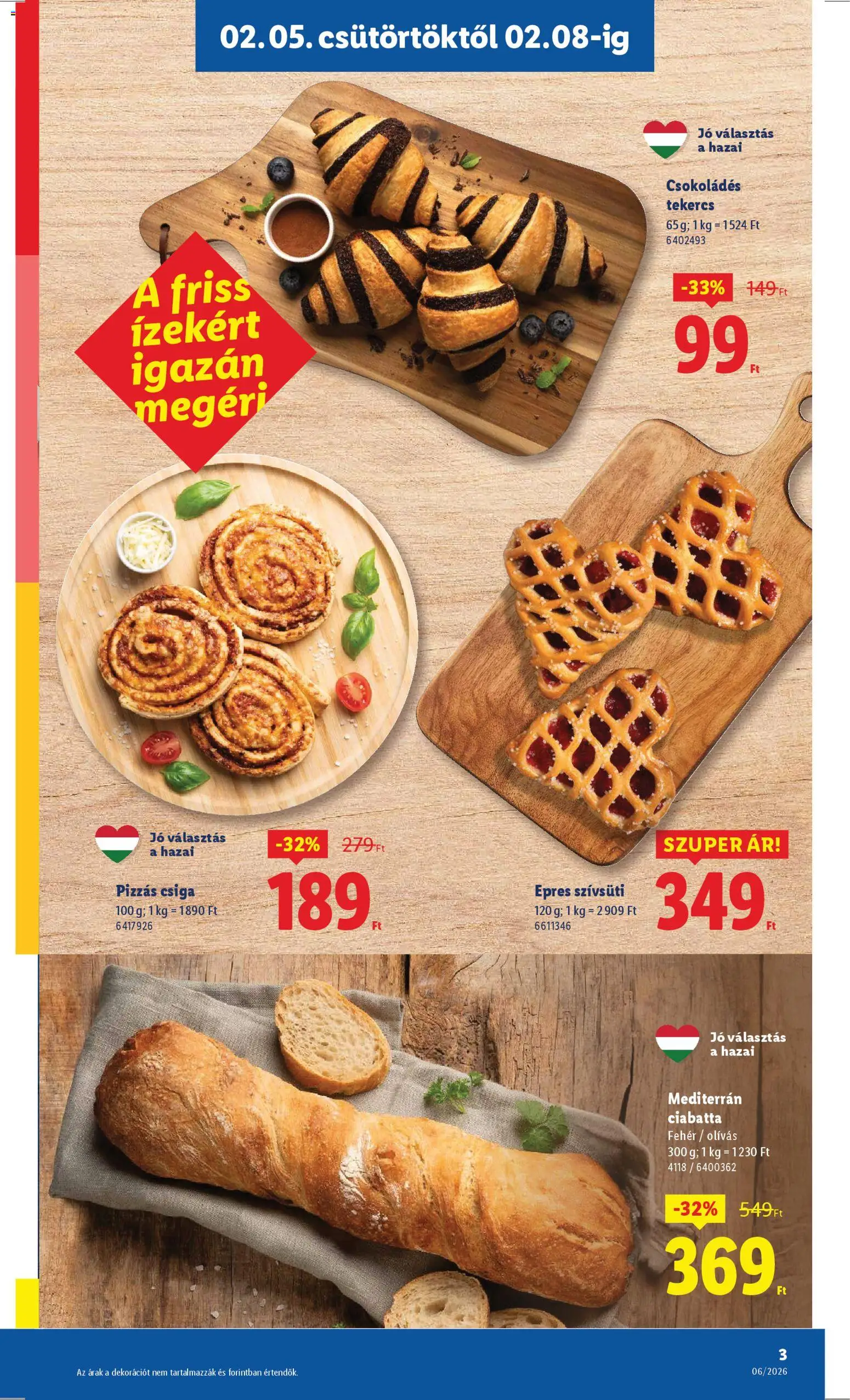 Lidl akciós ujság - amely érvényes a következő dátumtól: 05.02.2026 | Oldal: 3 | Termékek: Ciabatta