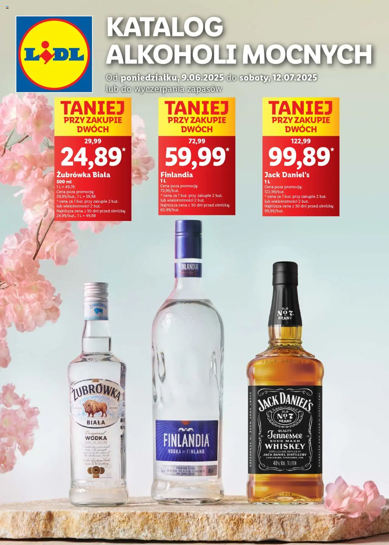 Lidl Katalog alkoholi mocnych od 09.06.2025 | Strona: 1 | Produkty: Jack Daniel's, Żubrówka, Vodka, Wódka