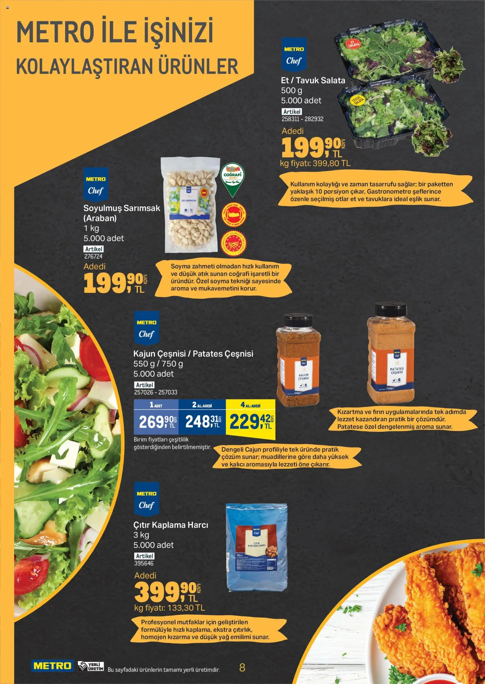 Metro - Et & Tavuk & Köfte Restoranları - 21.01.2026 tarihinden itibaren geçerlidir | Sayfa: 8 | Ürünler: Salata, Patates, Sarımsak, Fırın