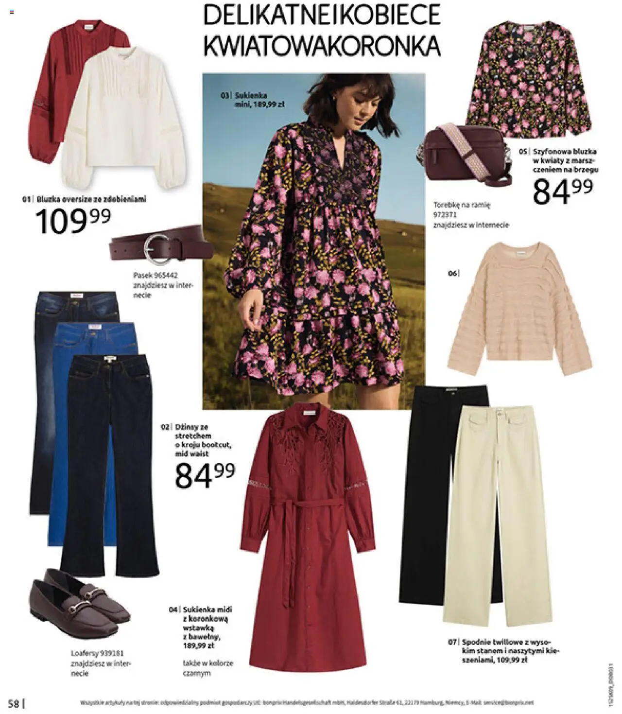BonPrix Katalog - Przytulny Sezon Przejściowy od 22.09.2025 | Strona: 60 | Produkty: Spodnie, Pasek, Sukienka, Kwiaty