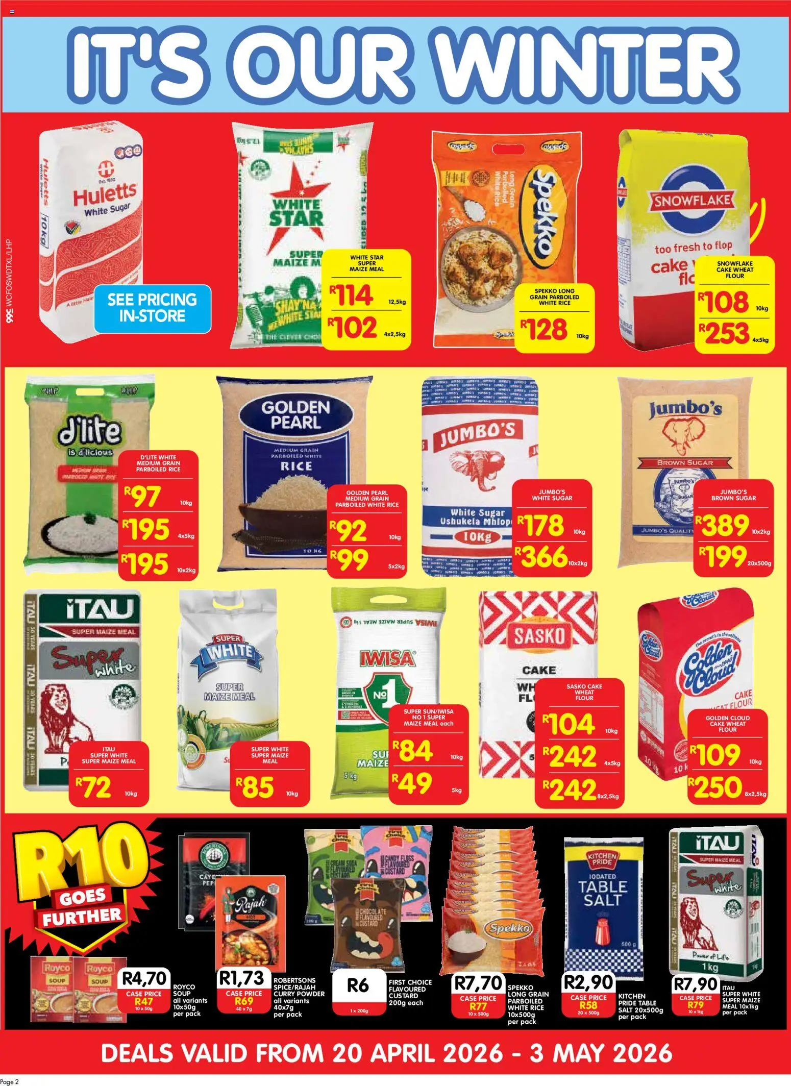 New Shoprite catalogue – valid from 20.04.2026 | Page: 2 | Products: Cake, Custard, Soup, Curry powder