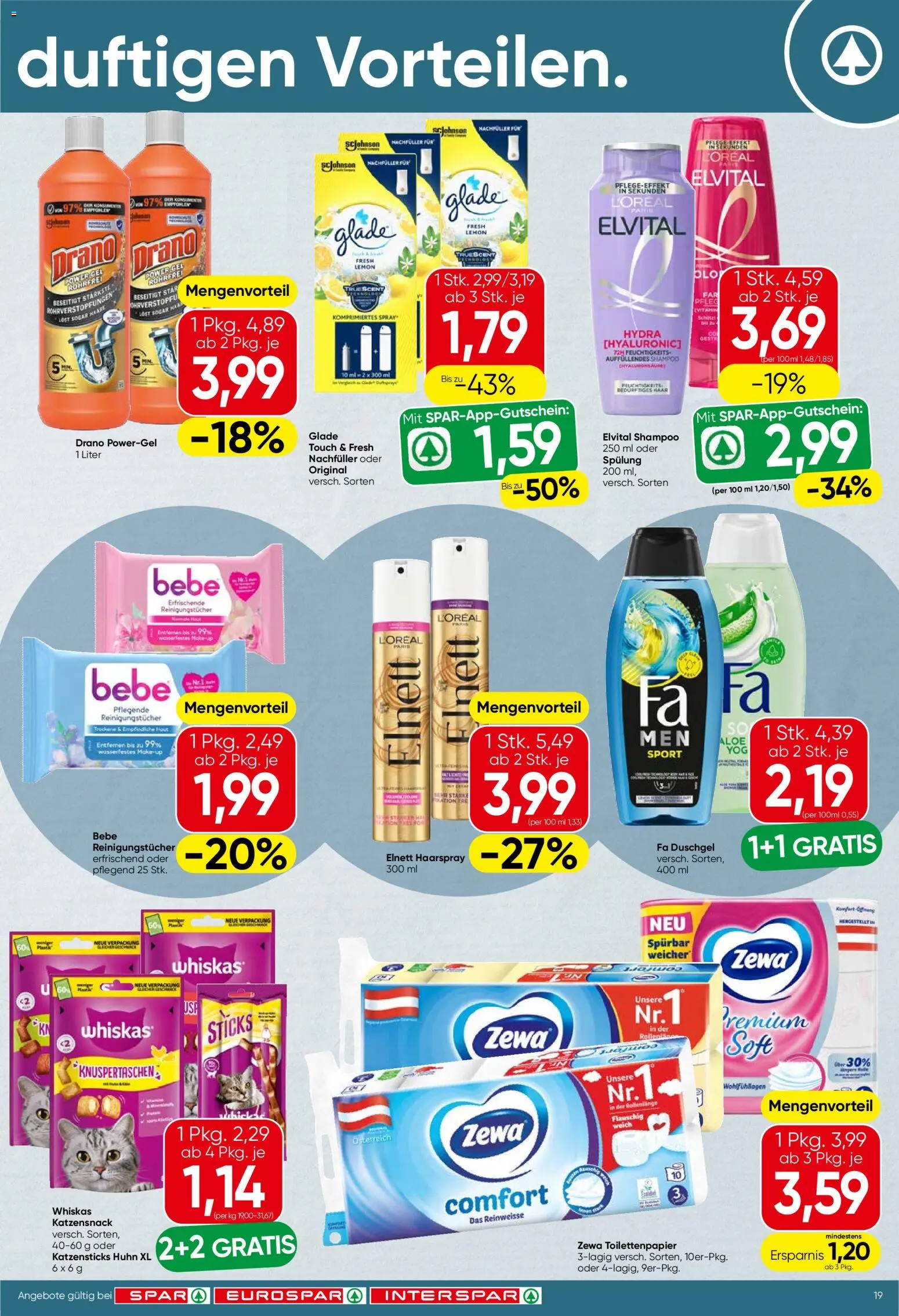 Spar Flublatt - Steiermark gültig ab 18.12.2025 | Seite: 19 | Produkte: Shampoo, Haarspray, Duschgel, Reinigungstücher