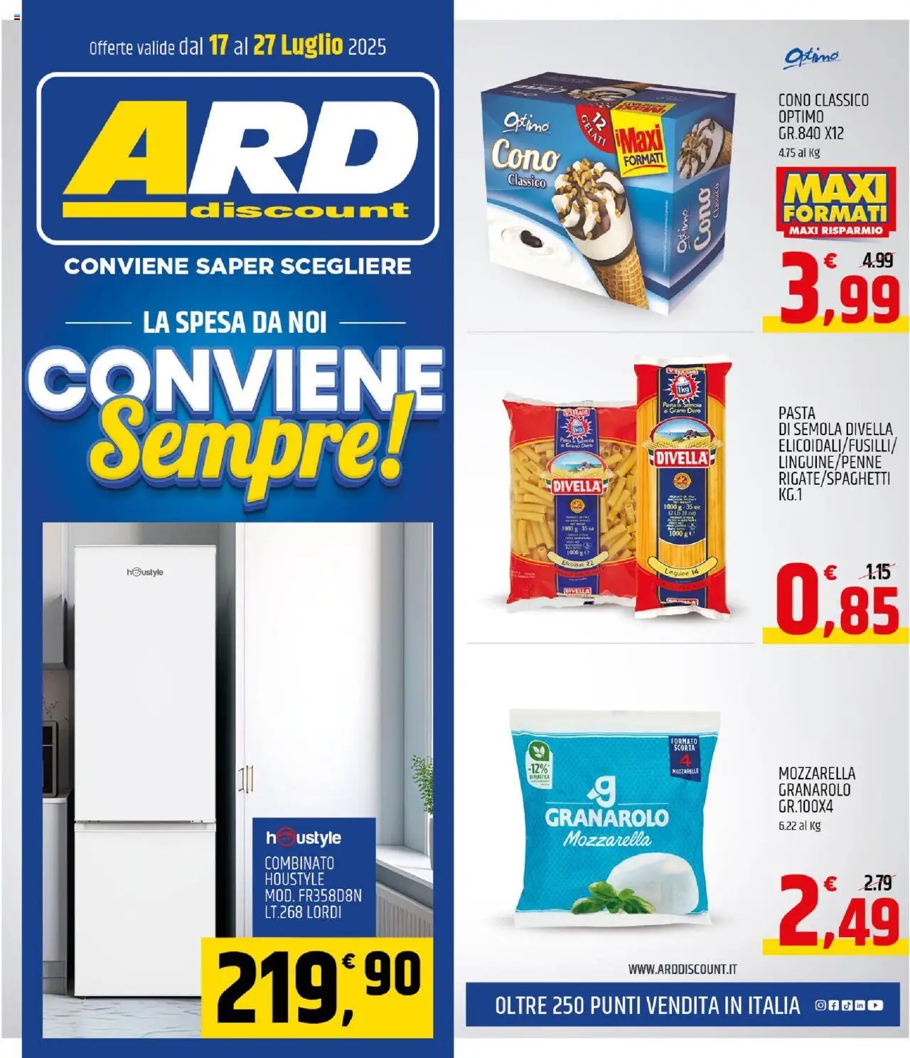 Volantino ARD Discount del 17.07.2025 | Pagina: 1 | Prodotti: Mozzarella, Pasta