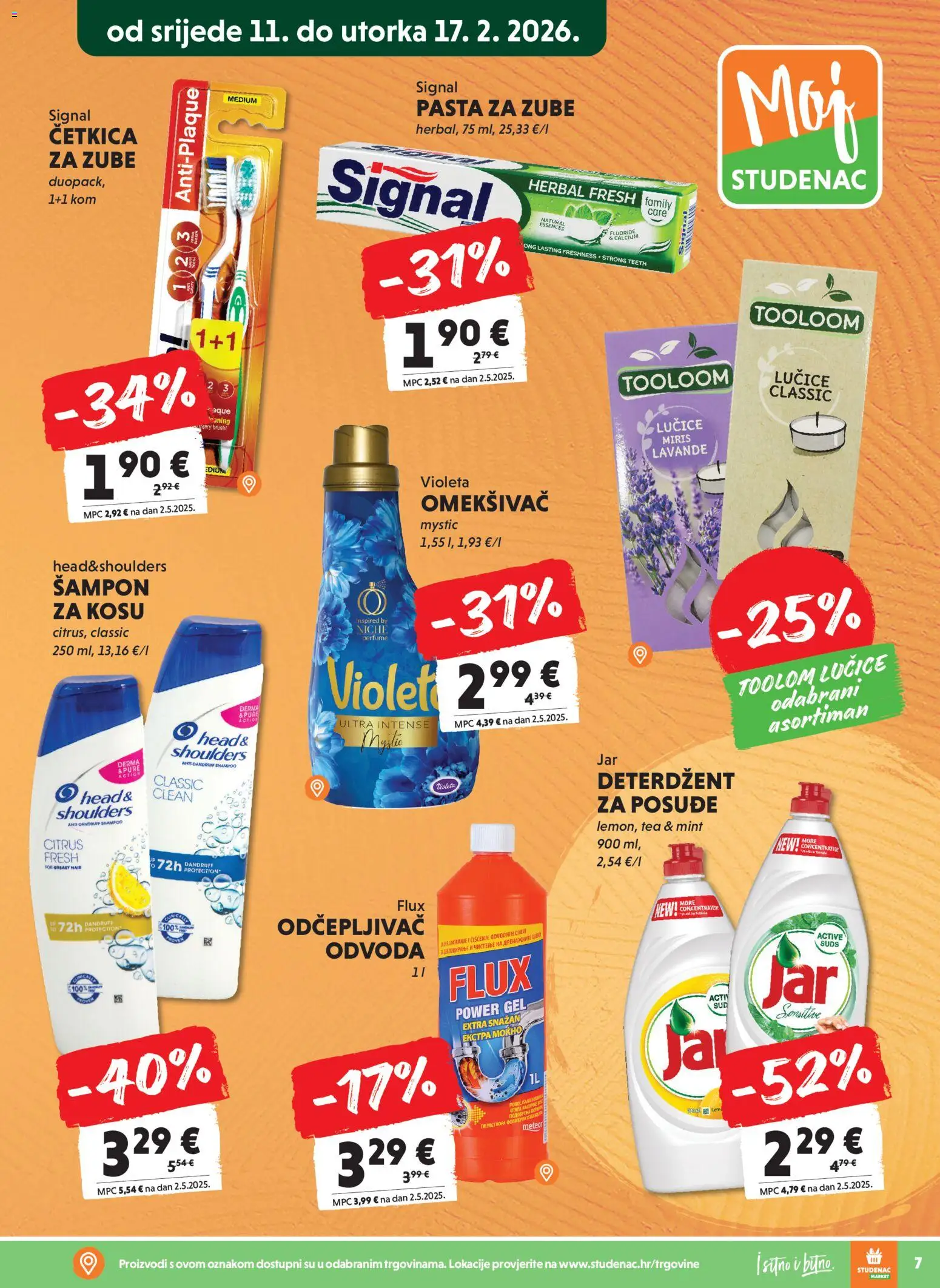 Studenac katalog | vrijedi od 11.02.2026 | Stranica: 7 | Proizvodi: Miris, Deterdžent, Pasta, Violeta