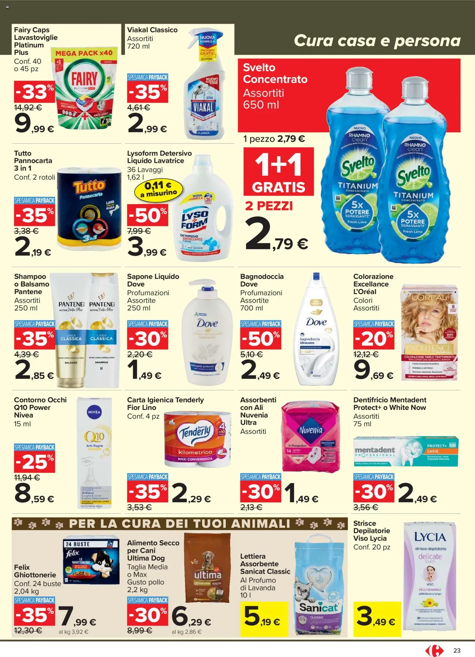 Volantino Carrefour del 24.03.2026 | Pagina: 23 | Prodotti: Carta igienica, Sapone, Lavastoviglie, Profumo