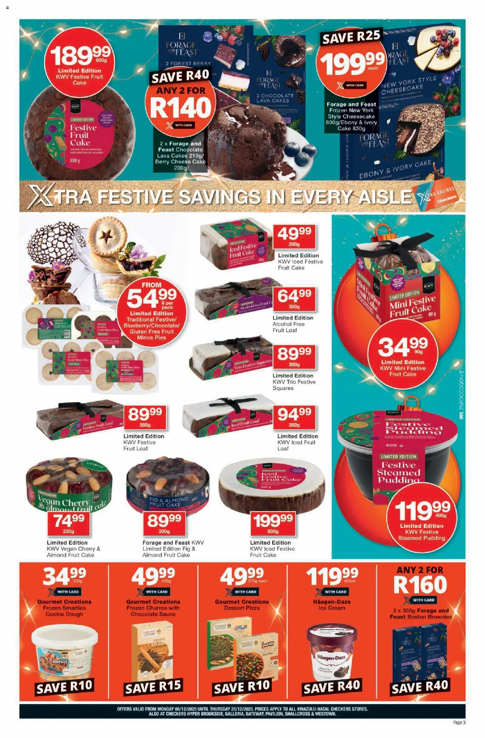 New Checkers catalogue – valid from 08.12.2025 | Page: 3 | Products: Chocolate, Rice, Ice cream, Sauce