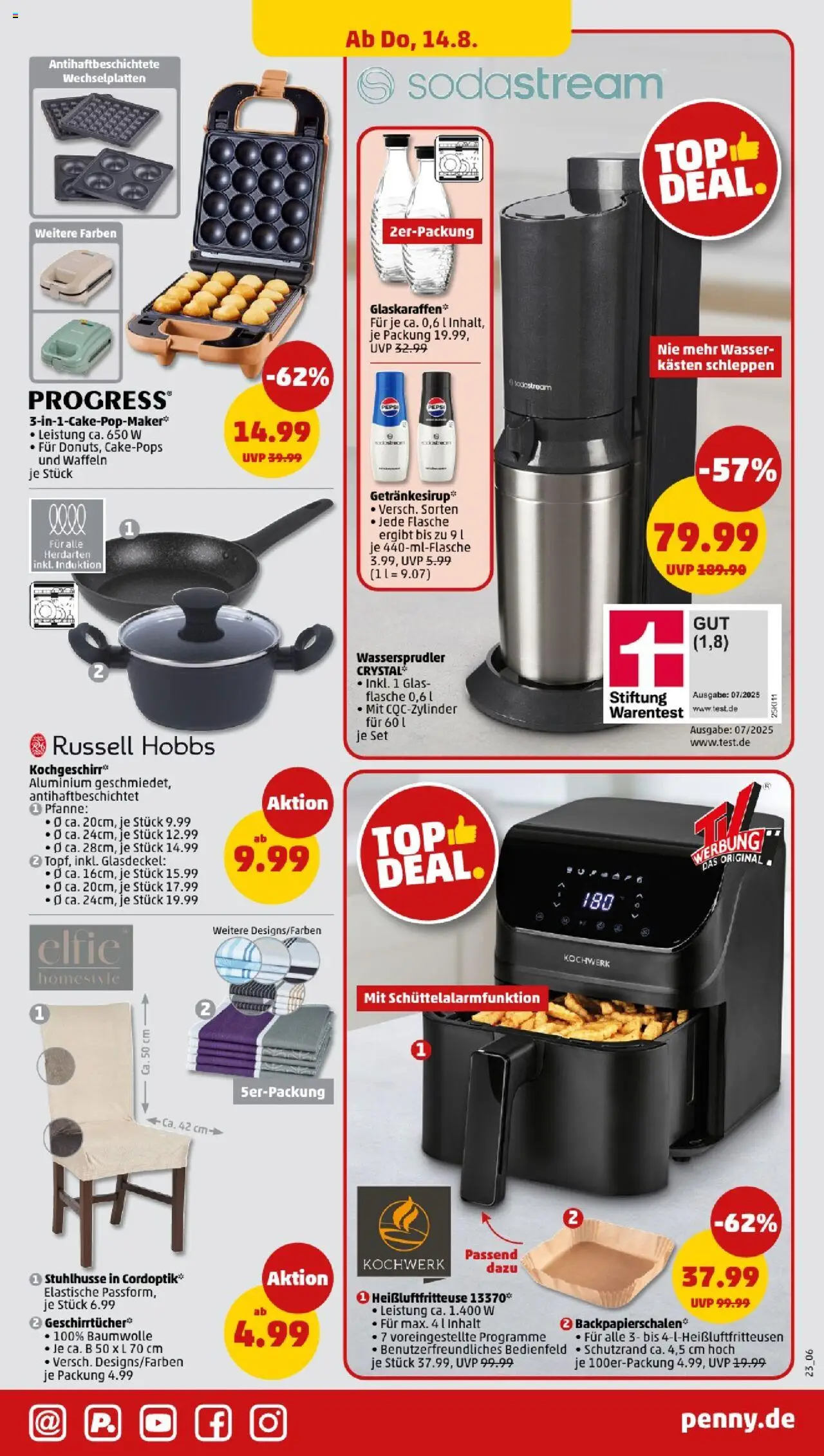 Penny - Saarland - gültig ab dem 11.08.2025 | Seite: 23 | Produkte: Waffeln, Wasser, Heißluftfritteuse, Sodastream