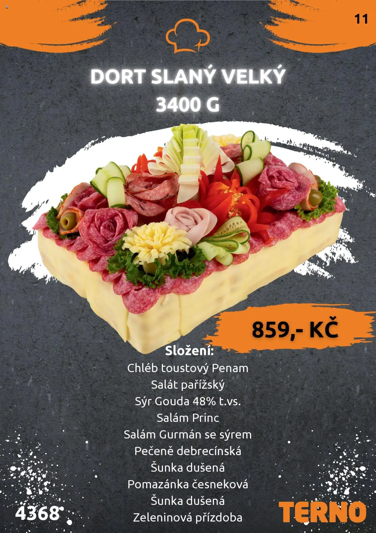Terno leták - Grill Zlín – Studená kuchyně od 03.07.2025 | Strana: 12 | Produkty: Salám, Šunka, Salát, Pomazánka