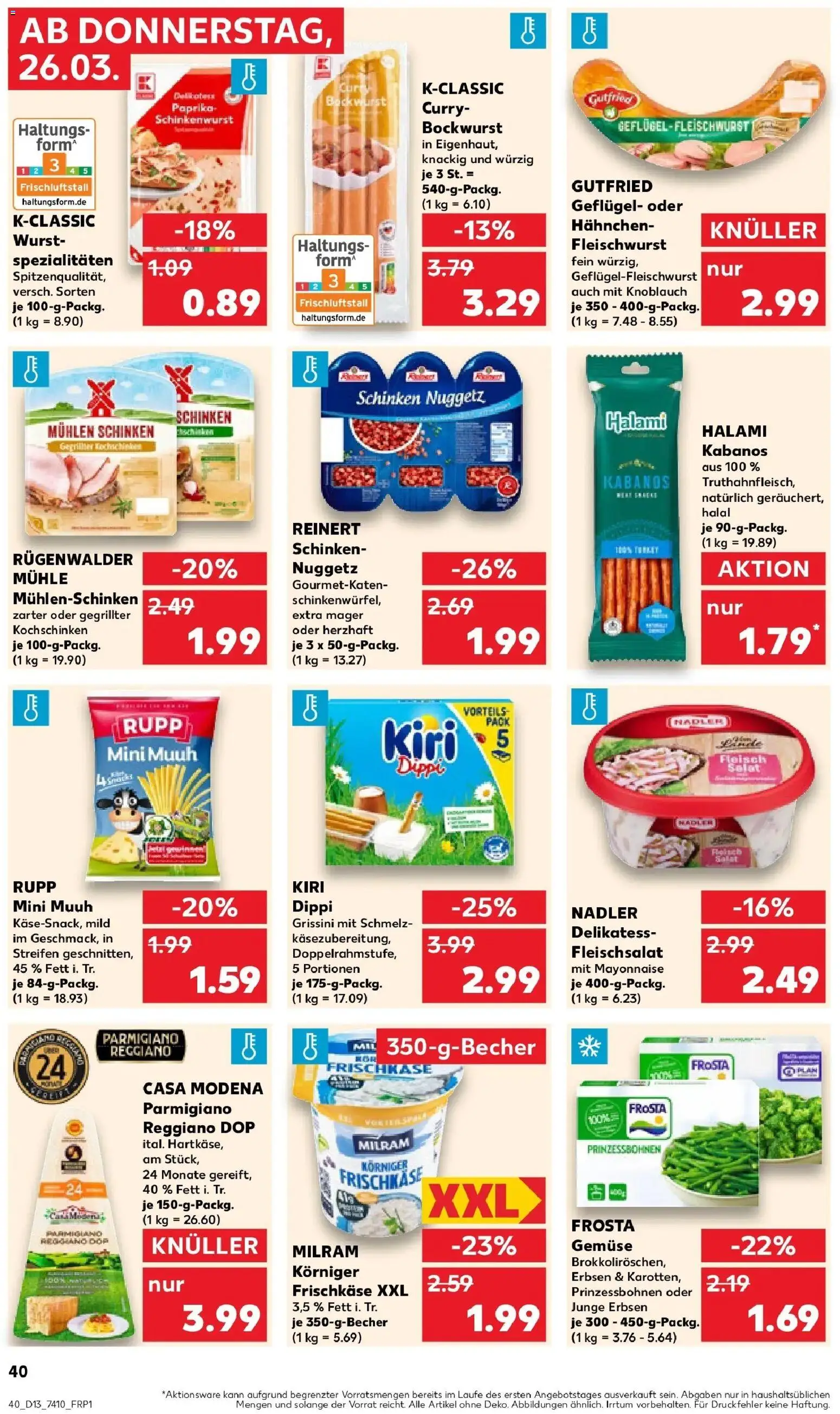 Kaufland Prospekt Braunschweig	 – gültig ab 26.03.2026 | Seite: 40 | Produkte: Bockwurst, Milram, Wurst, Erbsen