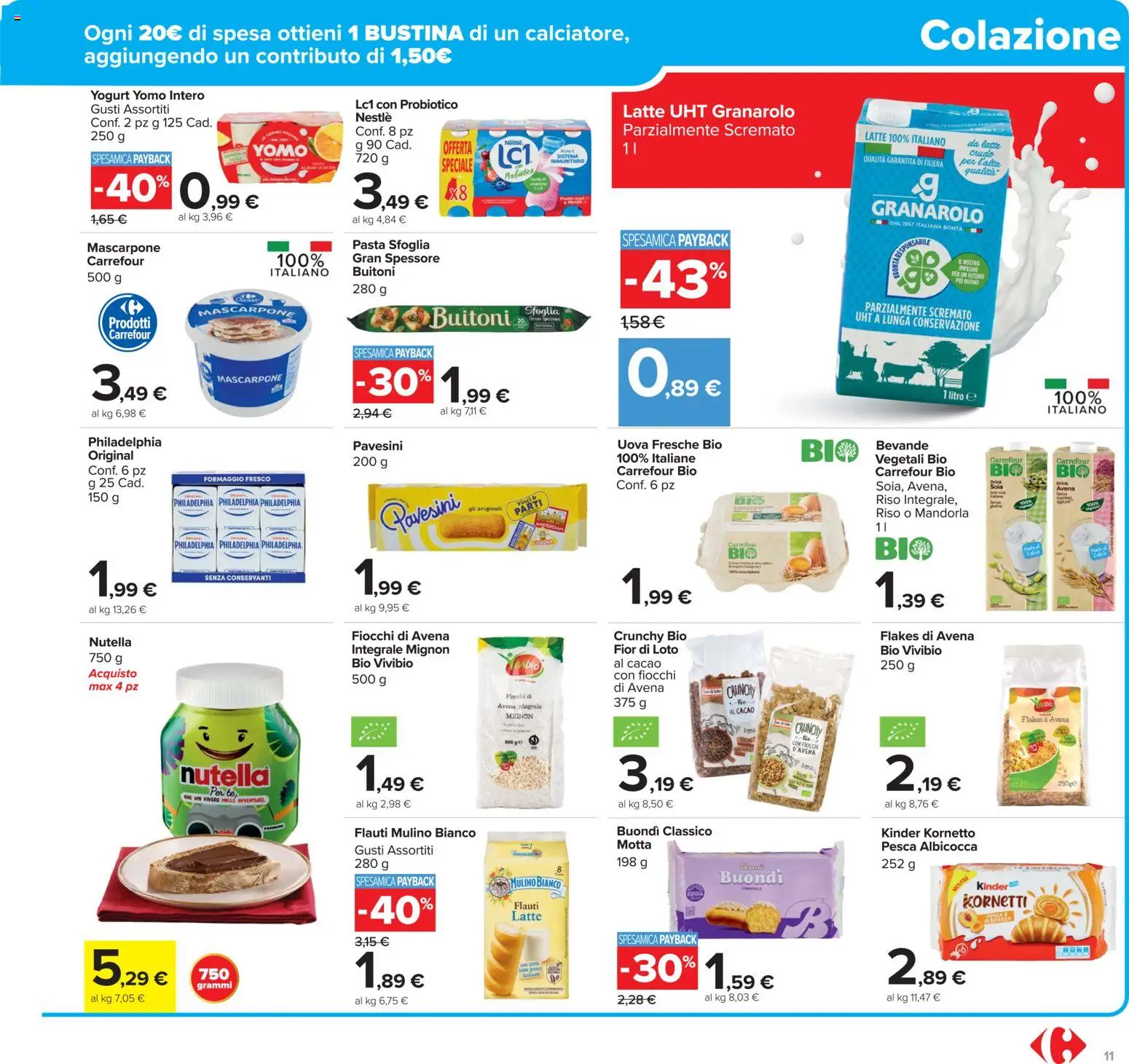 Volantino Carrefour del 02.12.2025 | Pagina: 11 | Prodotti: Yogurt, Riso, Pasta sfoglia, Pesca