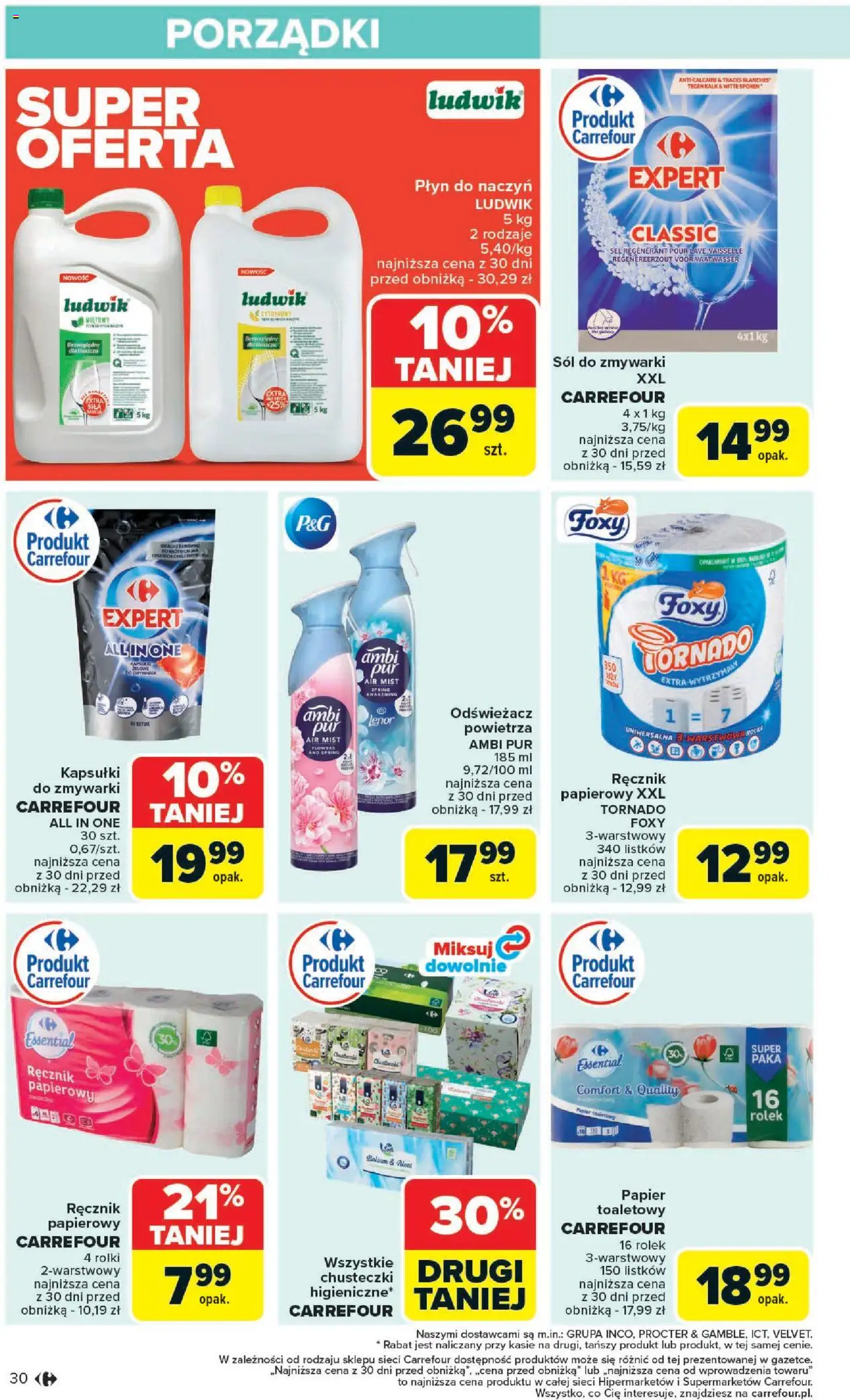 Carrefour Gazetka od 09.06.2025 | Strona: 32 | Produkty: Odświeżacz powietrza, Chusteczki higieniczne, Ręcznik papierowy, Sól