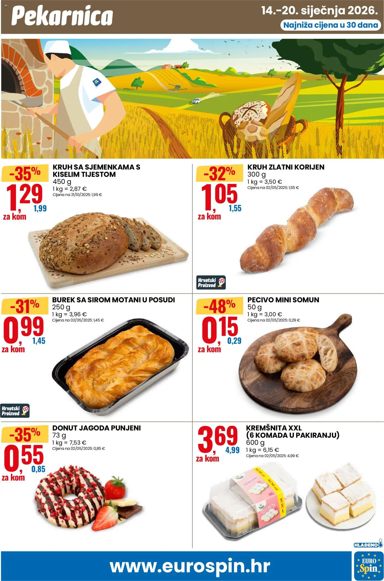 Eurospin katalog | vrijedi od 14.01.2026 | Stranica: 11 | Proizvodi: Somun, Kruh, Burek, Pecivo