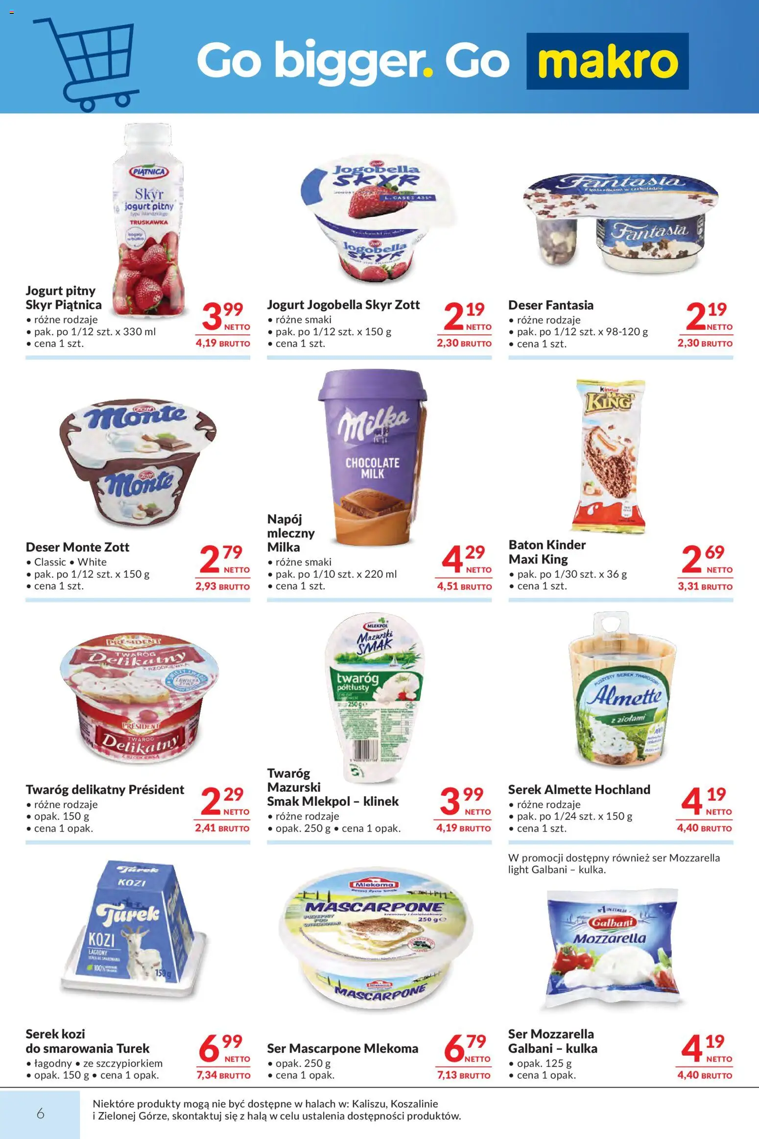 Makro Gazetka od 20.01.2026 | Strona: 6 | Produkty: Jogurt pitny, Ser, Jogurt, Skyr