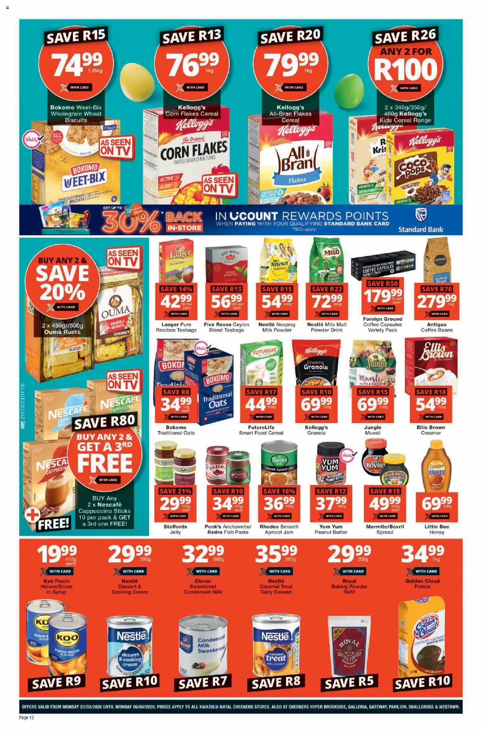 New Checkers catalogue – valid from 23.03.2026 | Page: 12 | Products: Jam, TV, Biscuits, Fish
