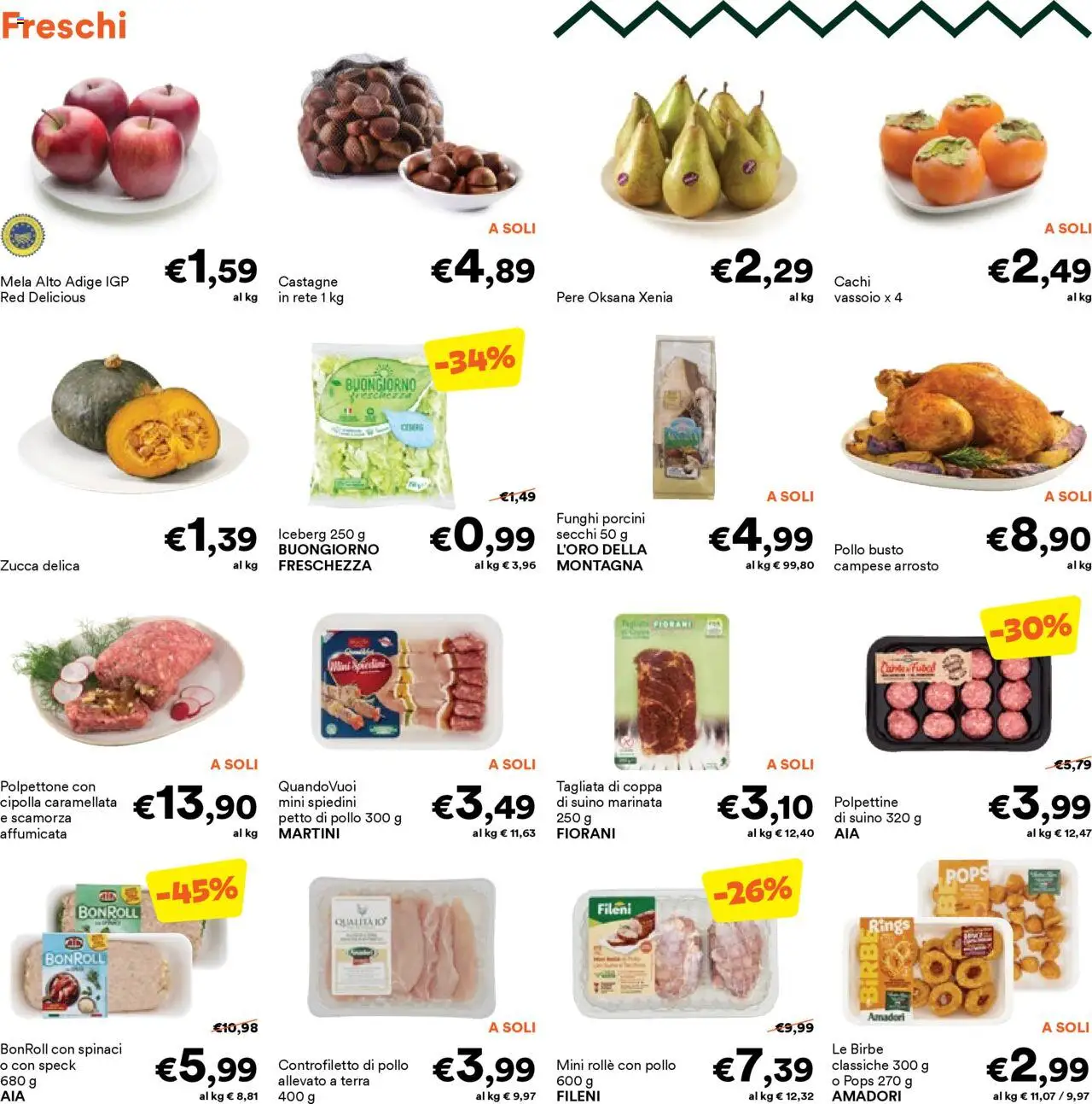 Volantino Unes del 08.10.2025 | Pagina: 4 | Prodotti: Arrosto, Pollo, Cachi, Terra