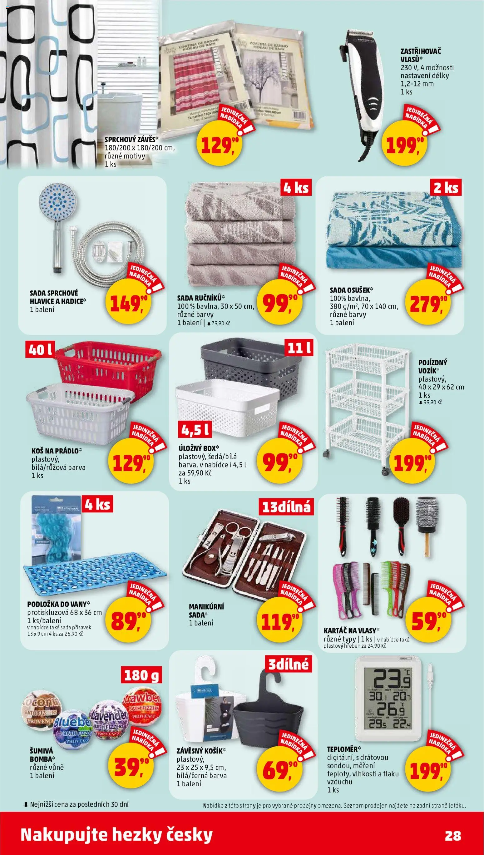 Penny Market leták - Čtvrtečník od 22.01.2026 | Strana: 28 | Produkty: Košík, Hadice, Koš, Hřeben