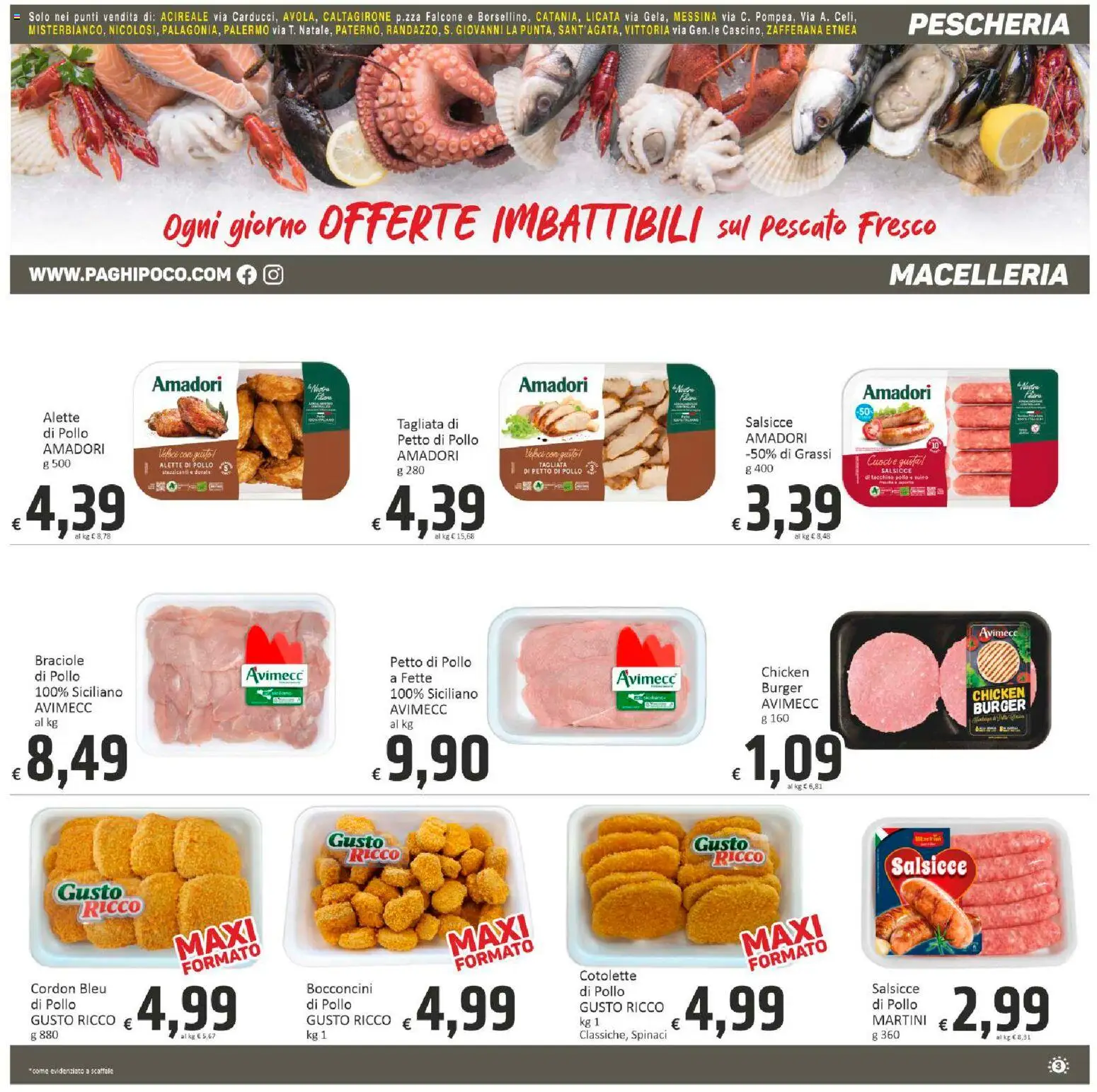 Volantino Paghi Poco del 19.01.2026 | Pagina: 3 | Prodotti: Pollo, Tacchino, Spinaci, Scaffale