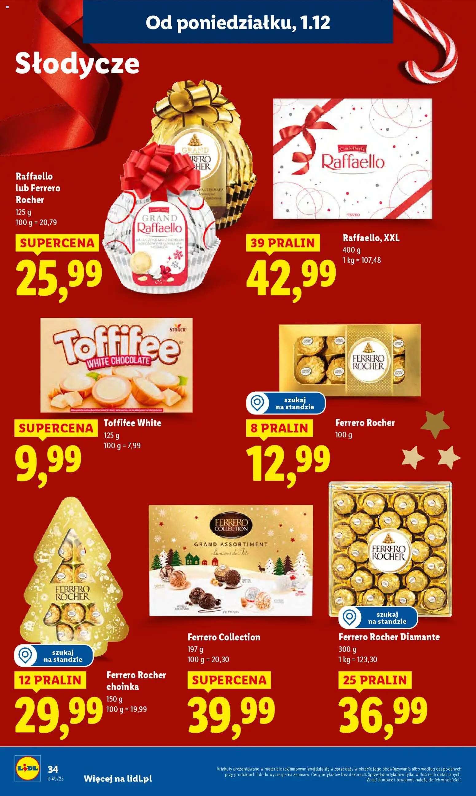 Lidl Gazetka od 01.12.2025 | Strona: 36 | Produkty: Słodycze, Choinka, Toffifee, Ferrero rocher