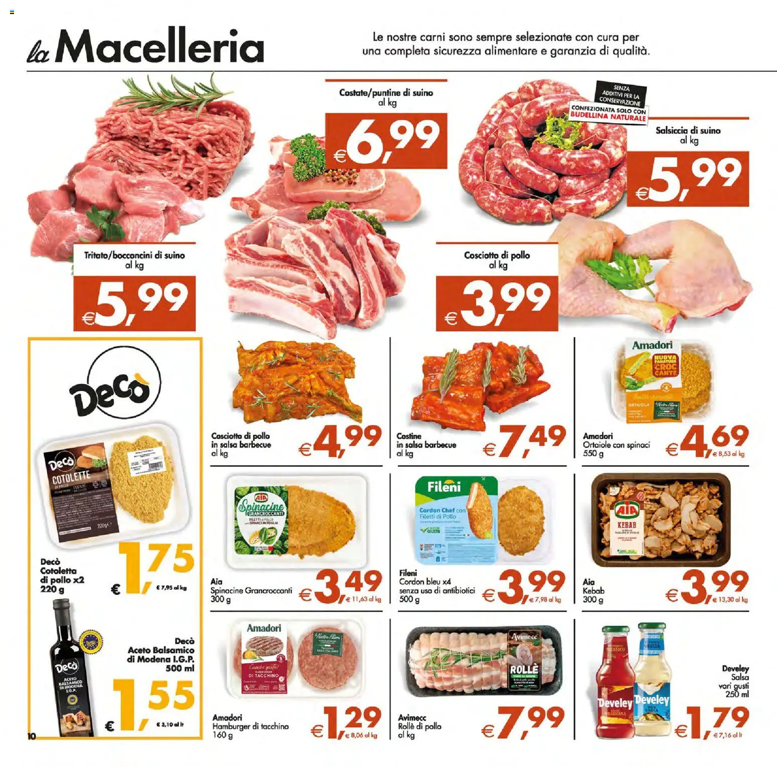 Volantino Decò del 13.01.2026 | Pagina: 10 | Prodotti: Pollo, Salsa, Tacchino, Hamburger