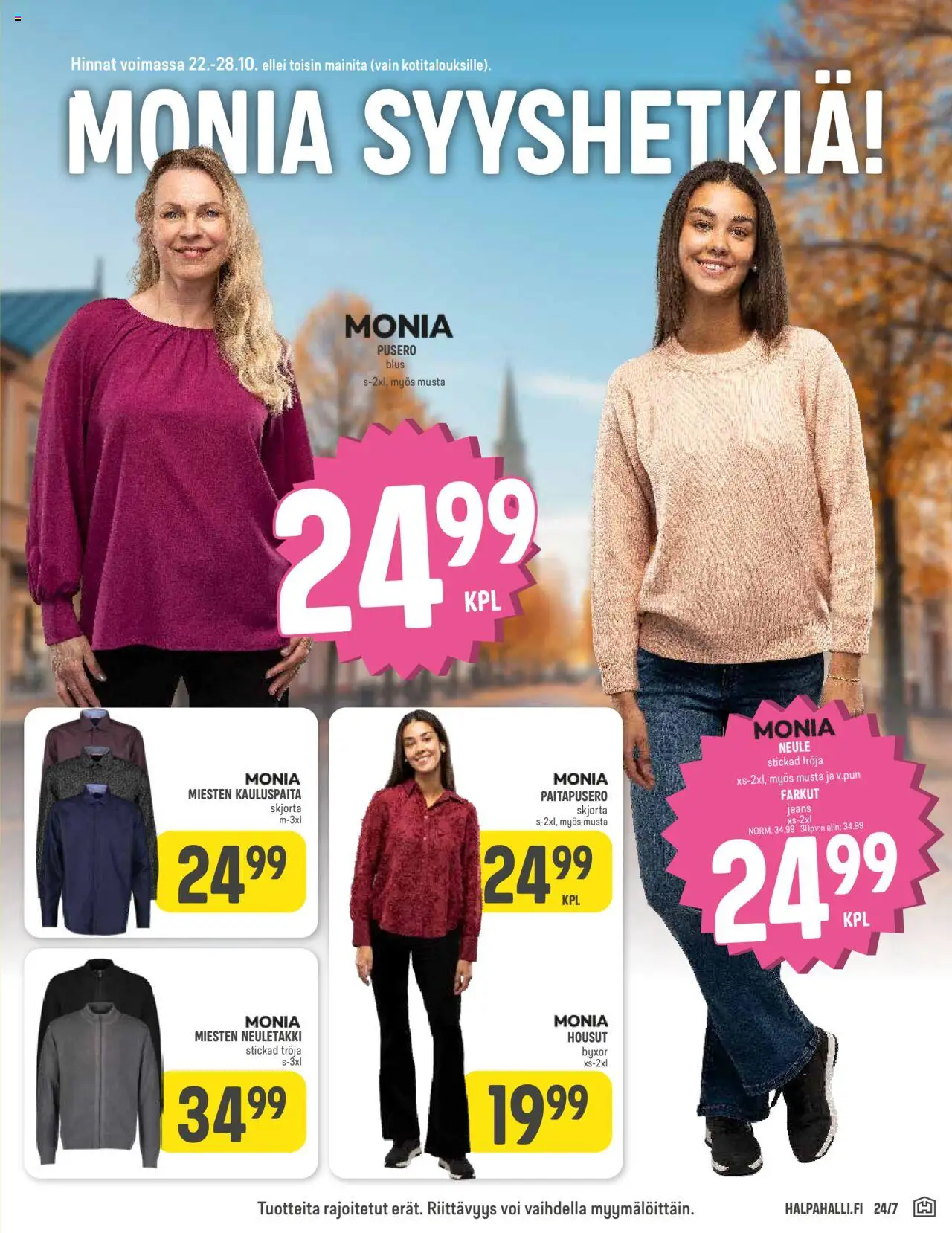 Halpa Halli tarjoukset – voimassa 22.10.2025 alkaen | Sivu: 11 | Tuotteet: Neuletakki, Housut, Neule, Farkut