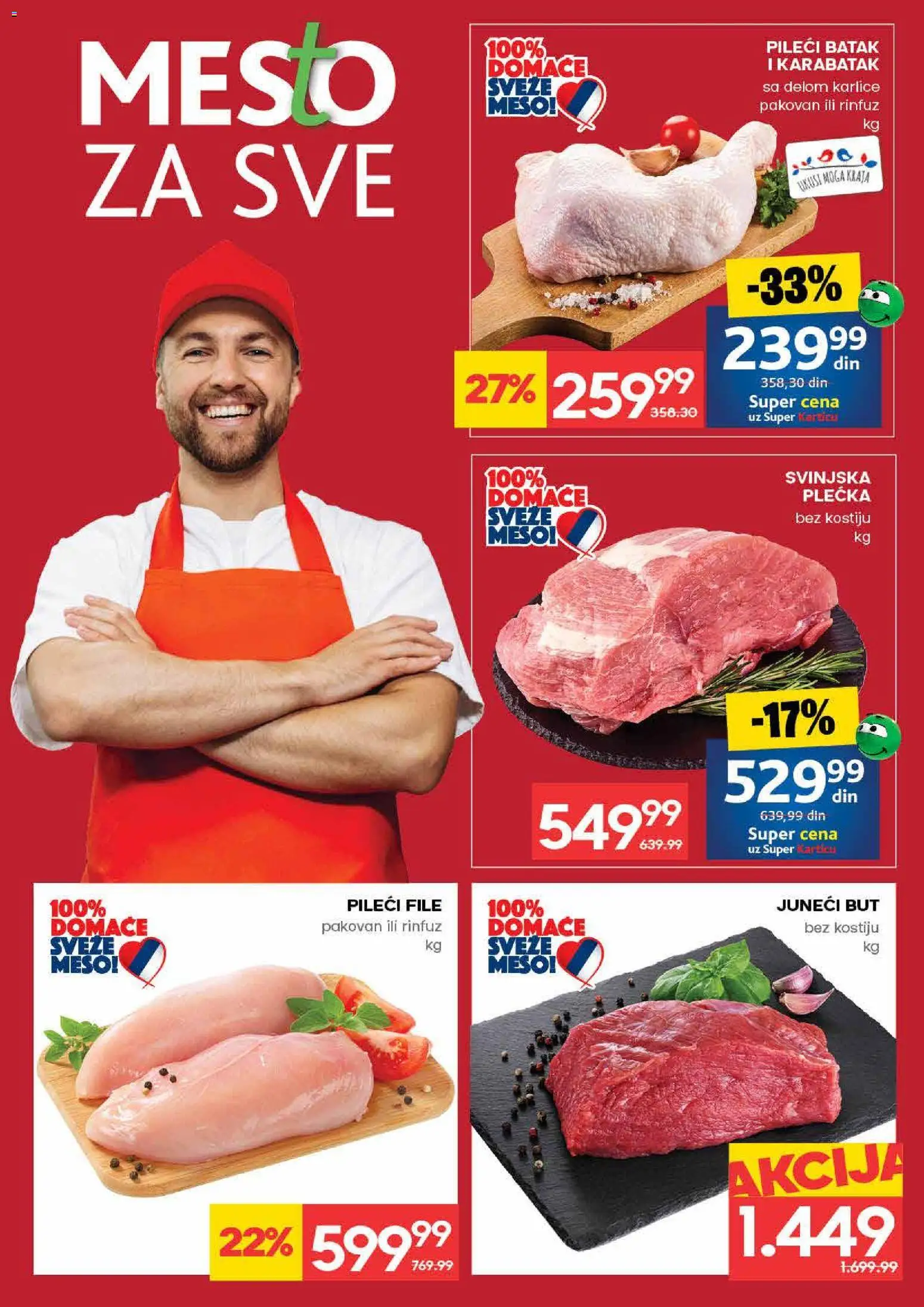 Idea katalog - važi od 12.02.2026 | Strana: 4 | Proizvode: Juneći but, Pileći file, Pileći batak, Svinjska plećka