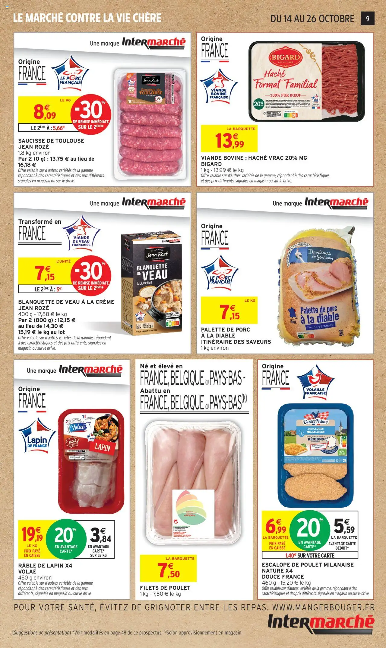 {H1} | Page: 9 | Produits: Lapin, Palette de porc, Crème, Viande bovine