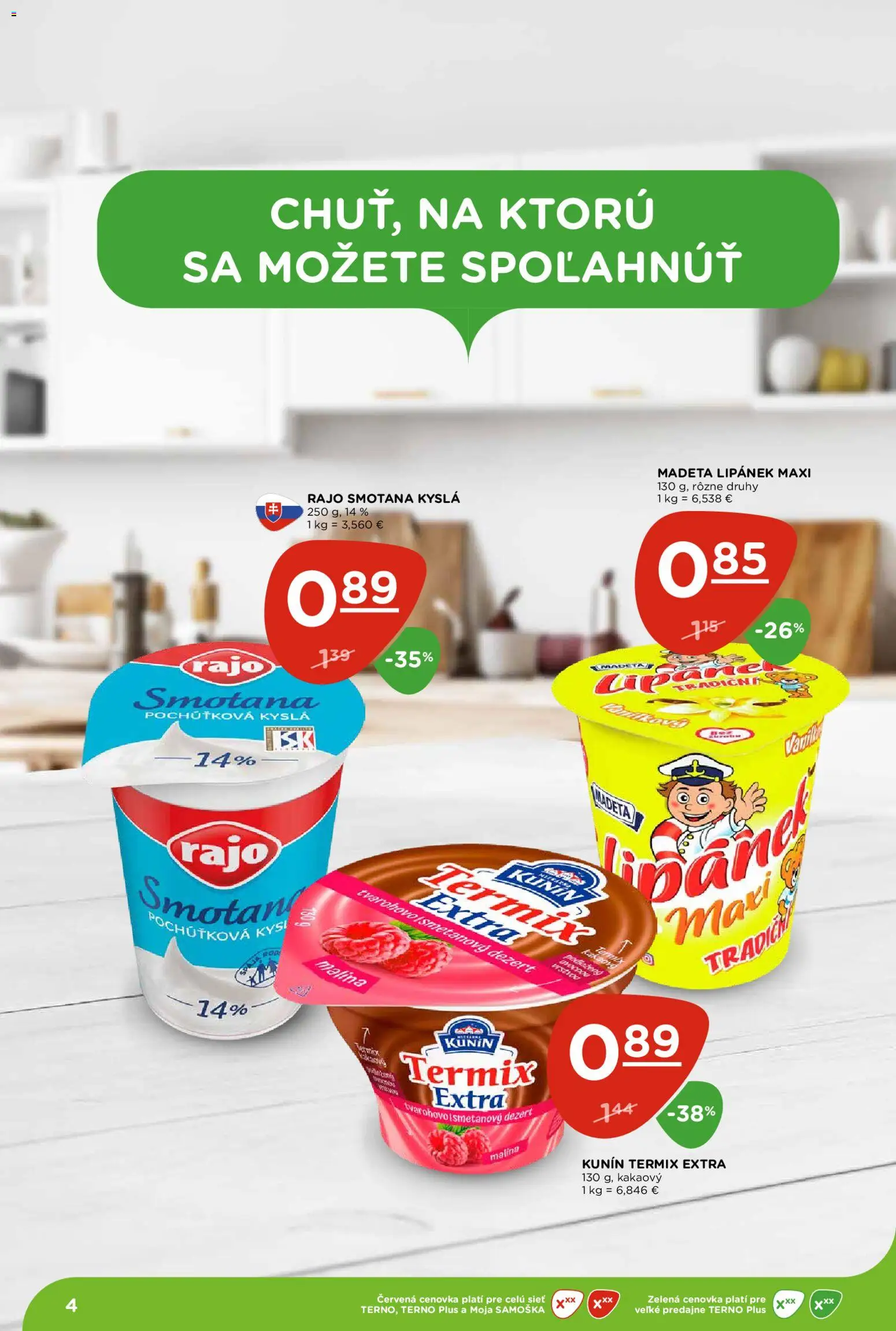 Nové Terno akcie – leták je platný od 23.04.2026 | Strana: 4 | Produkty: Smotana