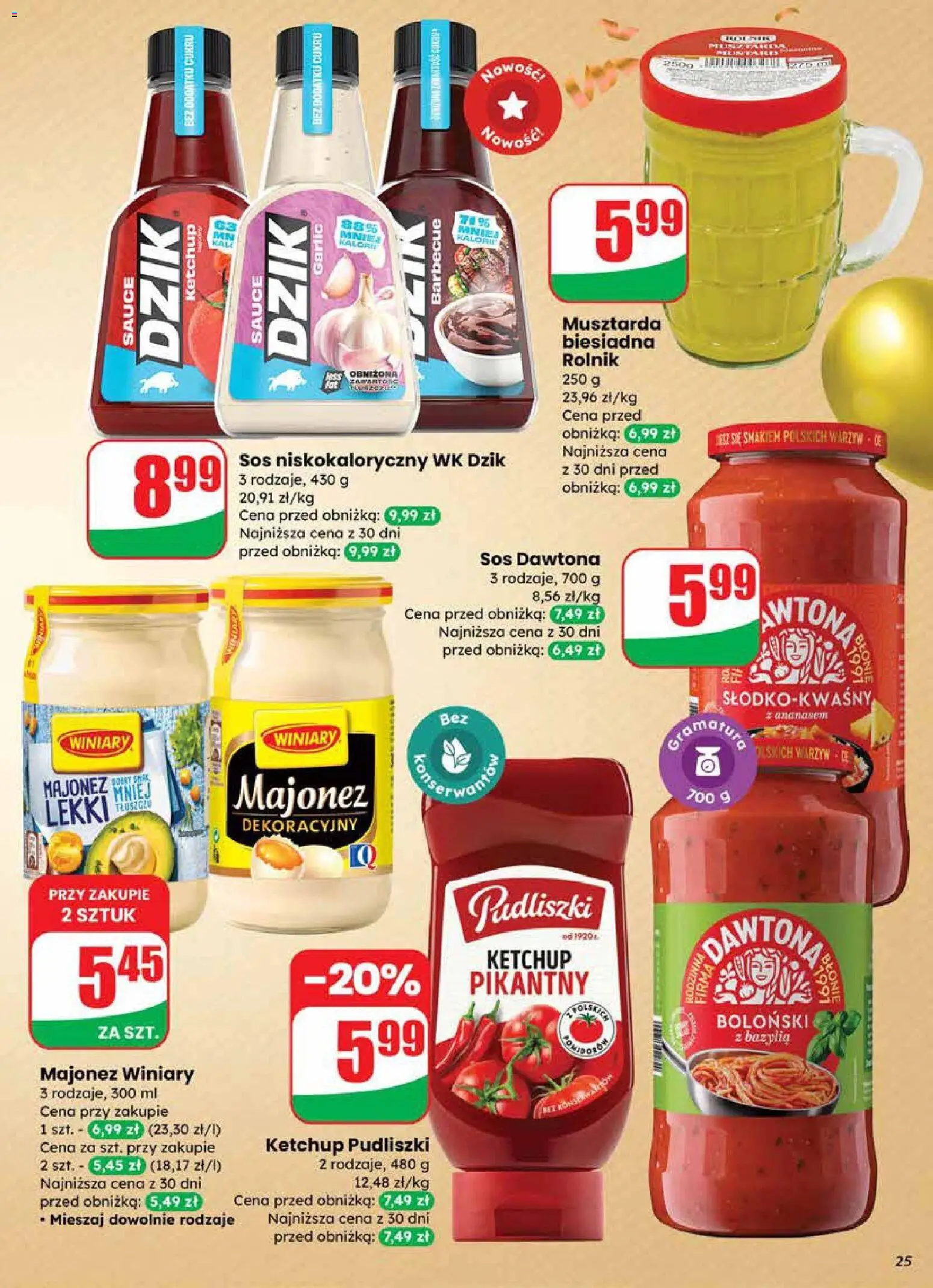 Dino Gazetka od 27.12.2025 | Strona: 25 | Produkty: Ketchup pudliszki, Bazylia, Musztarda, Sos