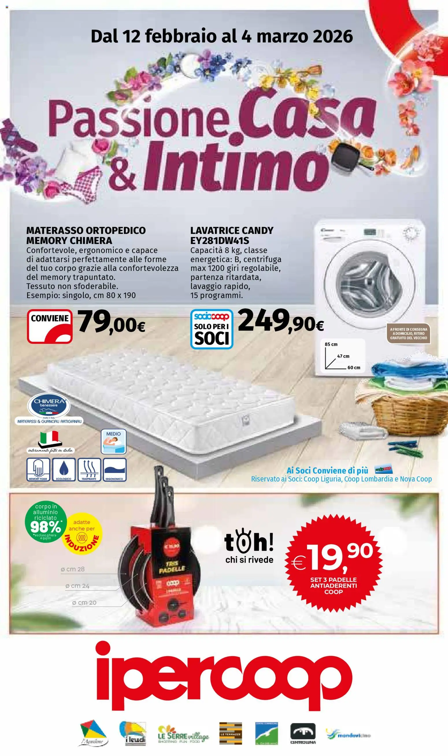 Volantino Ipercoop del 12.02.2026 | Pagina: 1 | Prodotti: Intimo, Lavatrice, Alluminio, Materasso