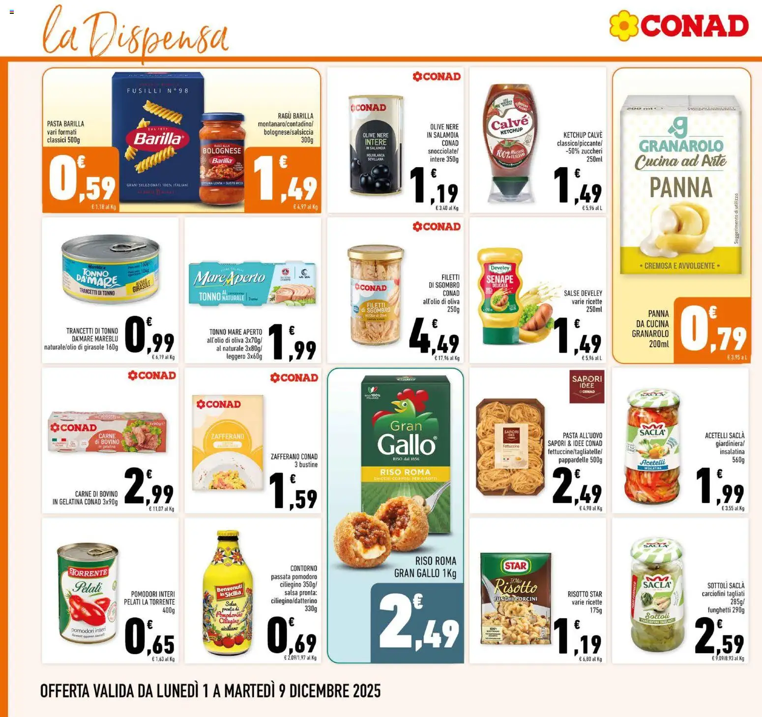 Volantino Conad del 01.12.2025 | Pagina: 18 | Prodotti: Salsa, Olive, Pasta, Sgombro