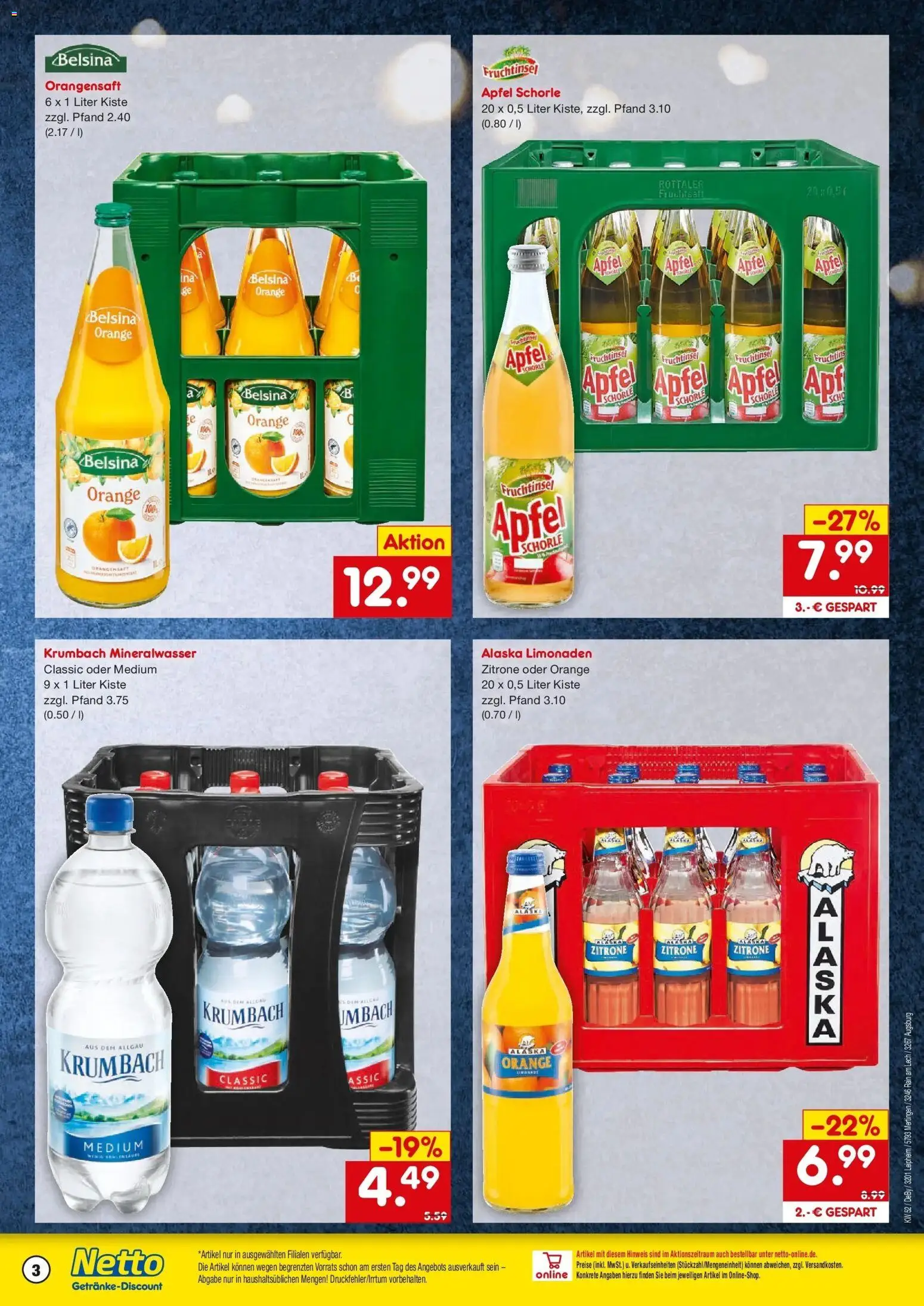 Netto Marken-Discount prospekt Augsburg-Inningen	 – gültig ab 22.12.2025 | Seite: 3 | Produkte: Äpfel, Orangensaft, Mineralwasser, Fruchtsaft