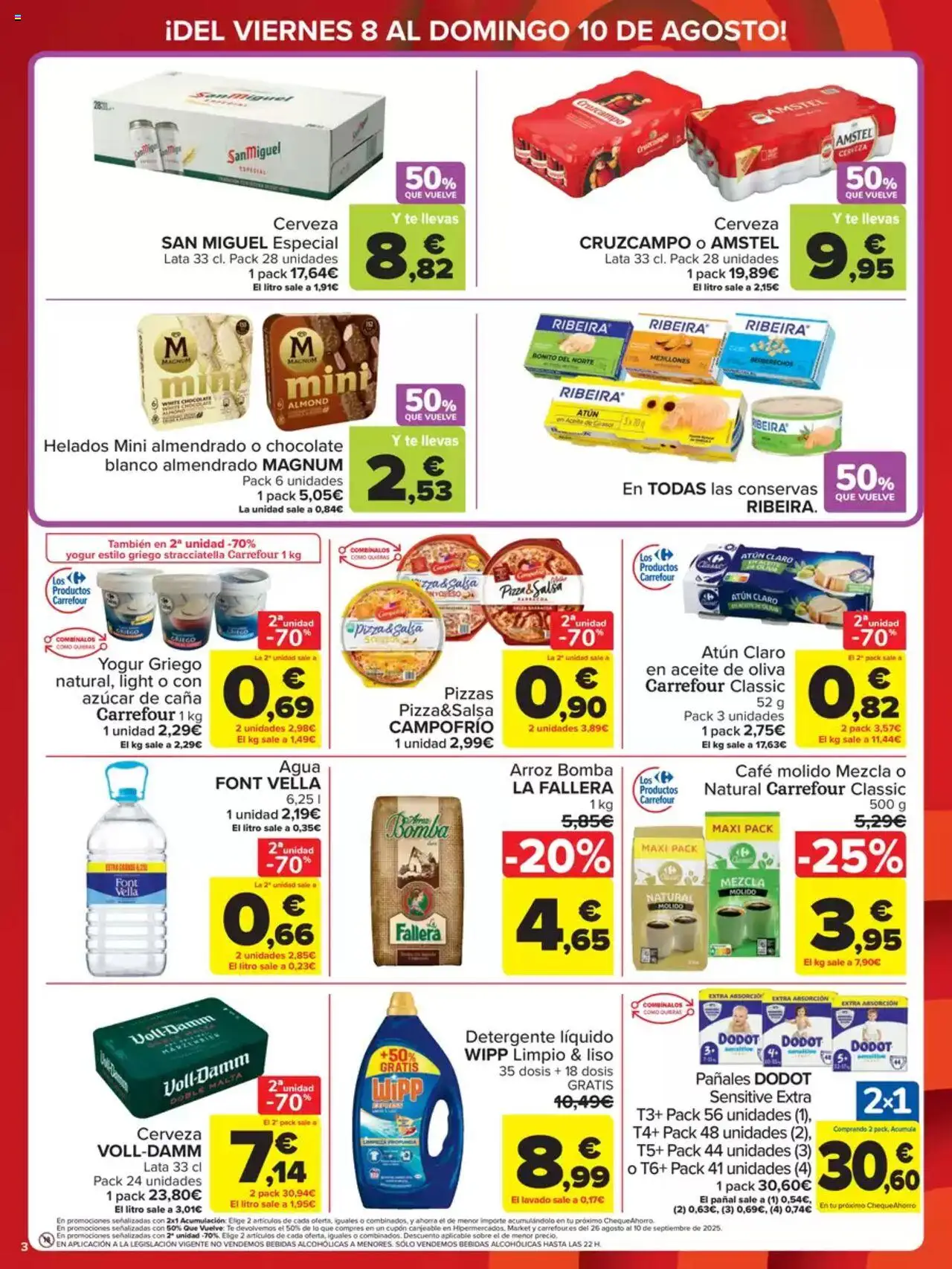 Carrefour folleto │ válido desde el 08.08.2025 | Página: 3 | Productos: Detergente, Κασκόλ, Arroz, Aceite de oliva