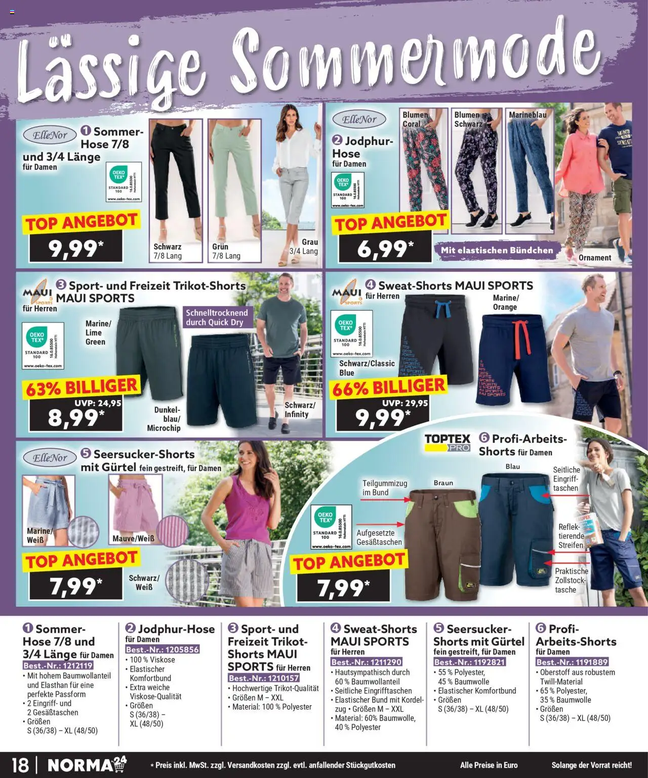 Norma - Bestellmagazin August 2025 - gültig ab dem 01.08.2025 | Seite: 18 | Produkte: Tasche, Sweatshorts, Blumen, Gürtel