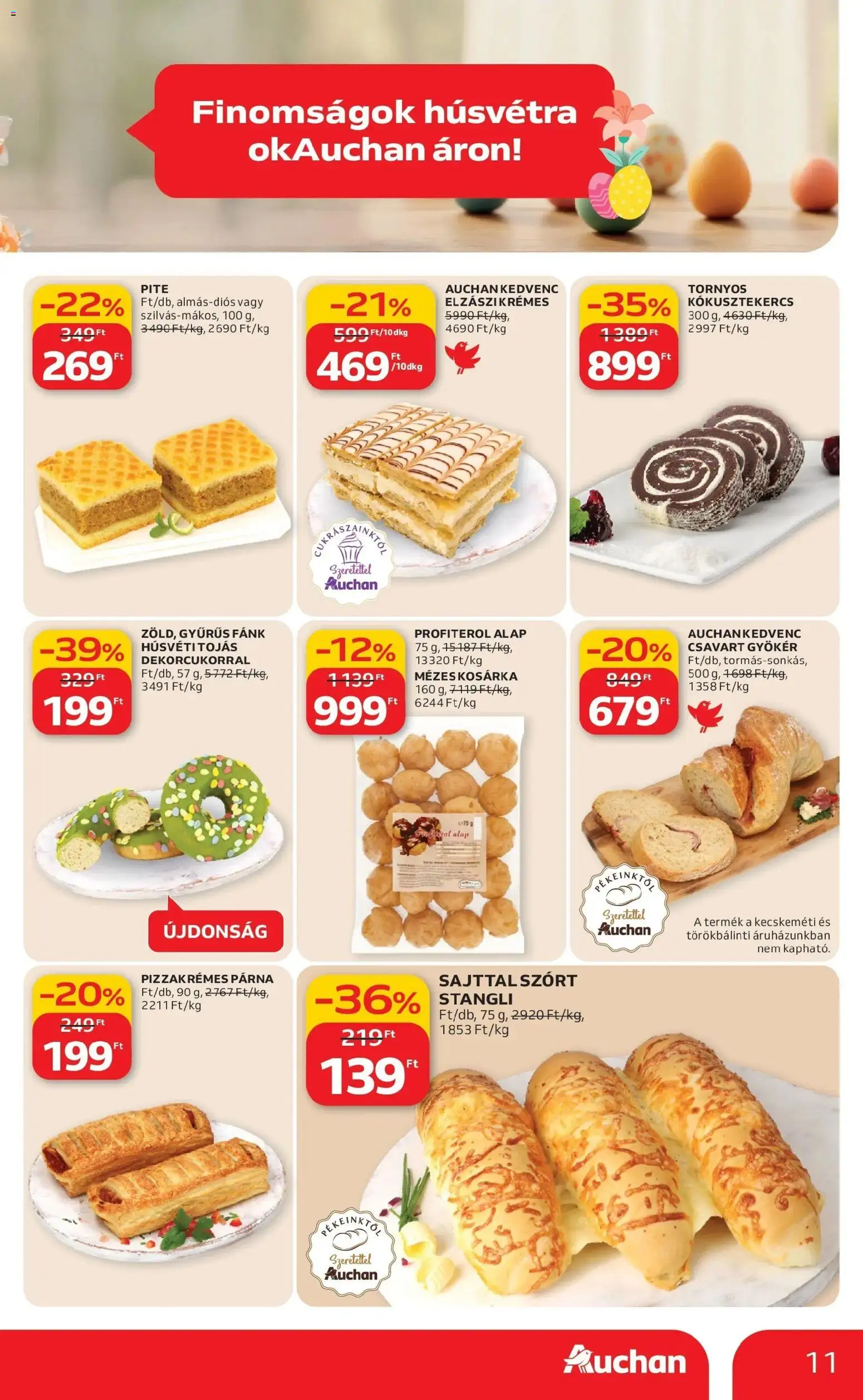 Auchan akciós ujság - amely érvényes a következő dátumtól: 12.03.2026 | Oldal: 11 | Termékek: Fánk, Stangli, Párna