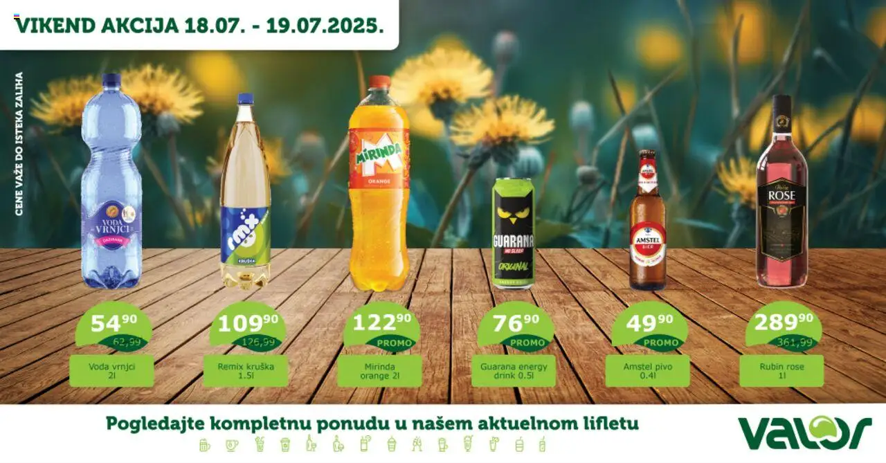 Valor katalog - važi od 18.07.2025 | Strana: 1 | Proizvode: Amstel, Voda, Guarana, Pivo