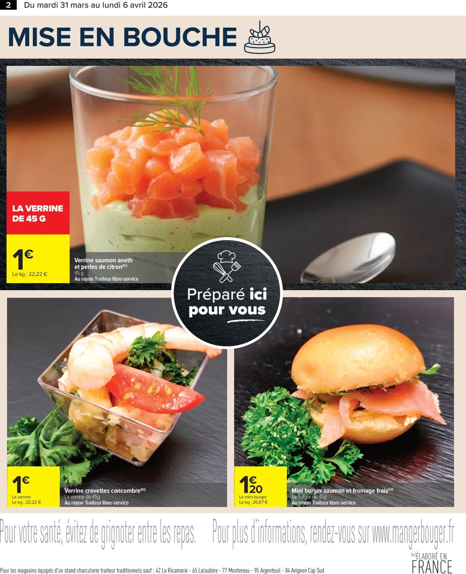 {H1} | Page: 2 | Produits: Crevettes, Fromage, Saumon