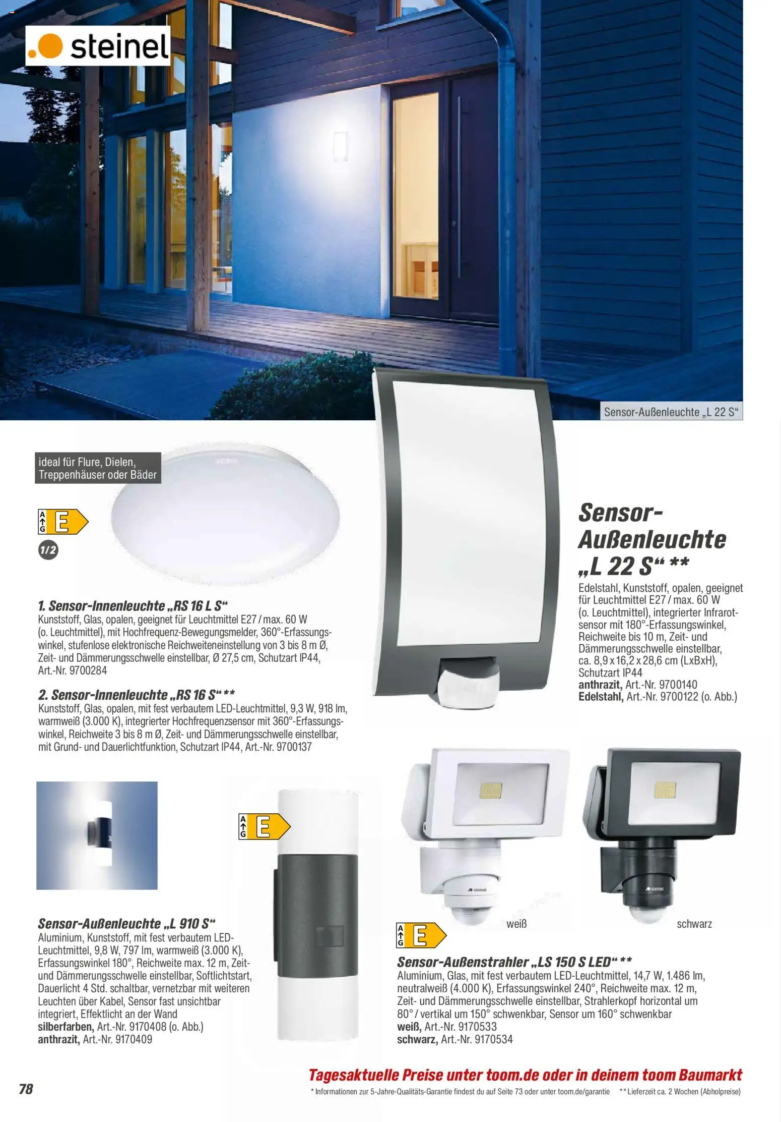 Toom Baumarkt  Wohnen & Haushalt 2026 – gültig ab 01.01.2026 | Seite: 78 | Produkte: Außenleuchte