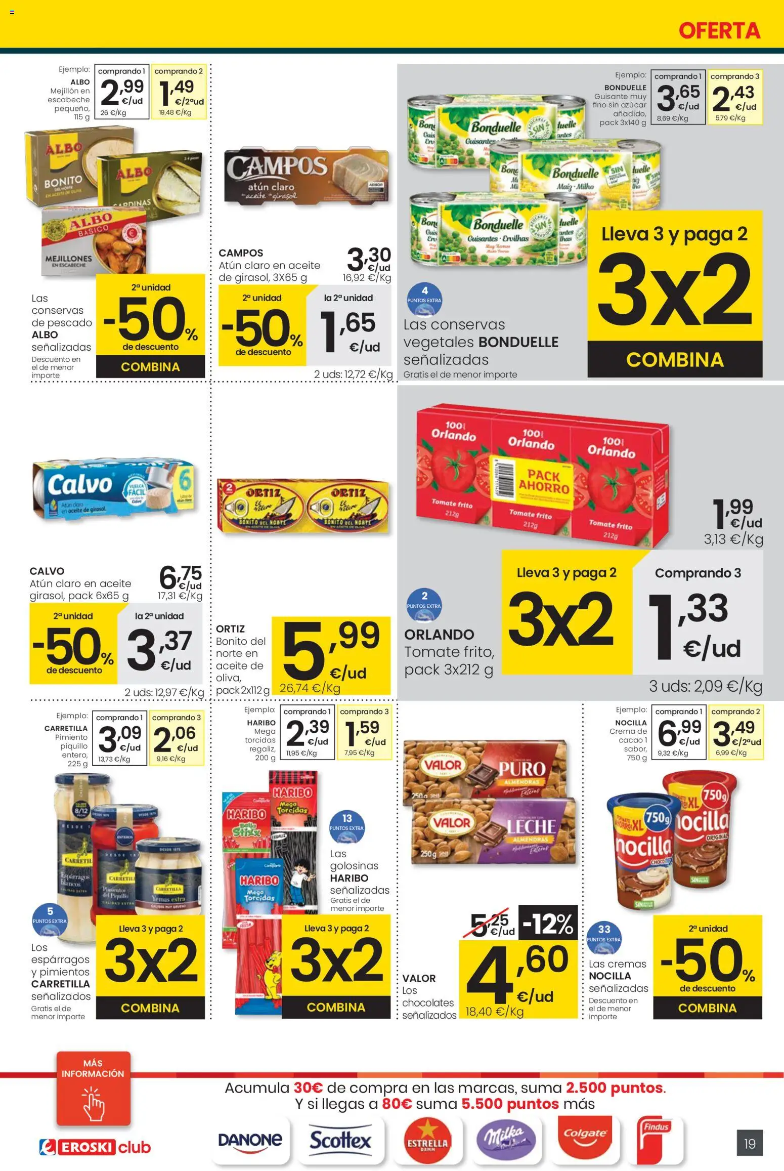 Eroski - Center │ válido desde el 30.10.2025 | Página: 19 | Productos: Leche, Golosinas, Crema, Atún claro