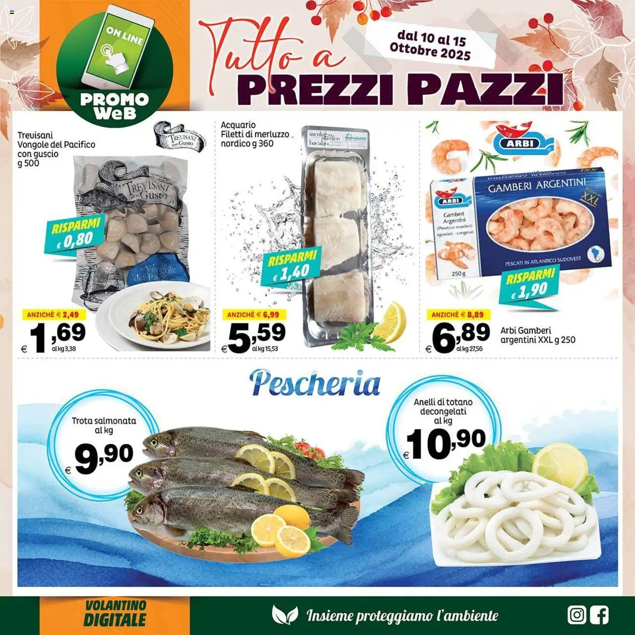 Volantino Elite Supermercati del 10.10.2025 | Pagina: 8 | Prodotti: Merluzzo, Gamberi, Vongole, Totano
