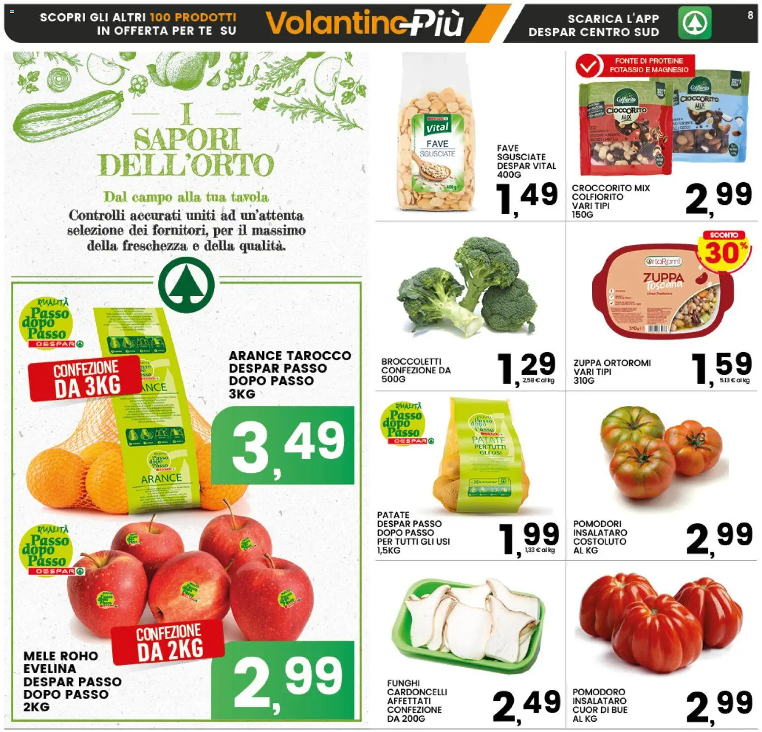 Volantino Interspar del 12.01.2026 | Pagina: 8 | Prodotti: Mele, Pomodoro, Pomodori, Funghi