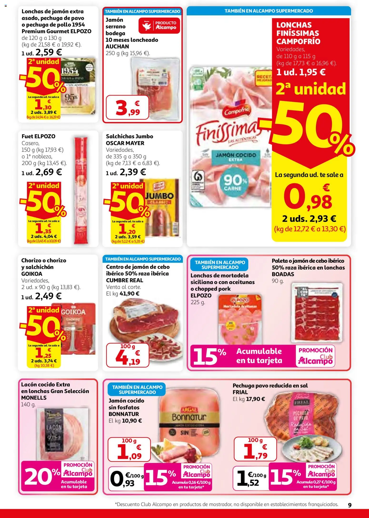 Alcampo - HG Nacional Unificado │ válido desde el 26.02.2026 | Página: 9 | Productos: Jamón serrano, Jamón, Té, Mortadela