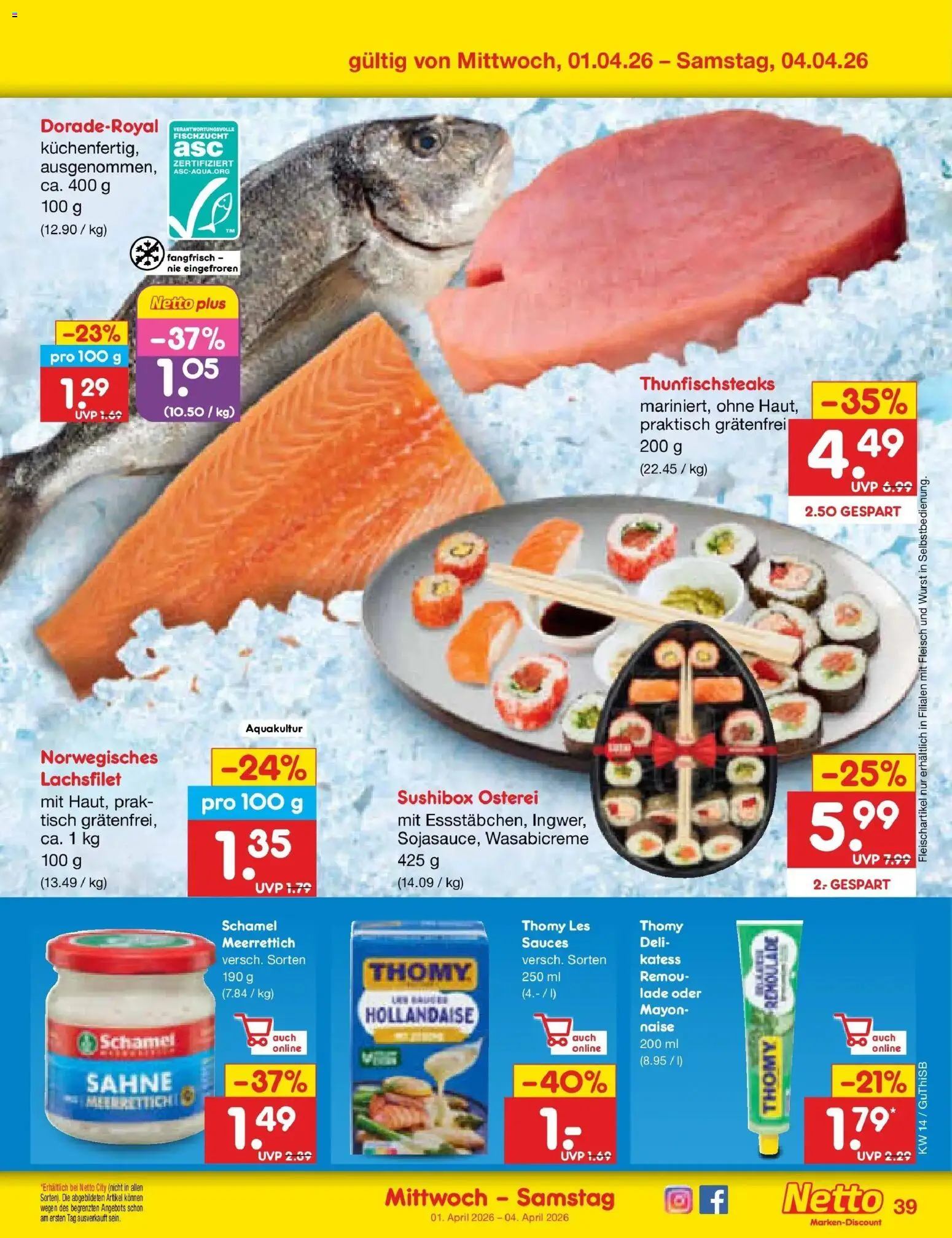 Netto Marken-Discount Prospekt Machern	 – gültig ab 30.03.2026 | Seite: 53 | Produkte: Tisch, Wurst, Sahne, Fleisch