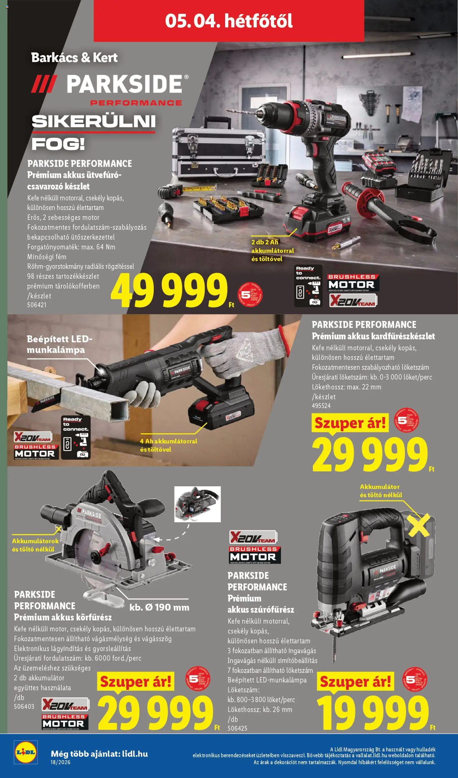 Lidl akciós ujság - amely érvényes a következő dátumtól: 30.04.2026 | Oldal: 18 | Termékek: Parkside, Ütvefúró, Körfűrész, Csavarozó