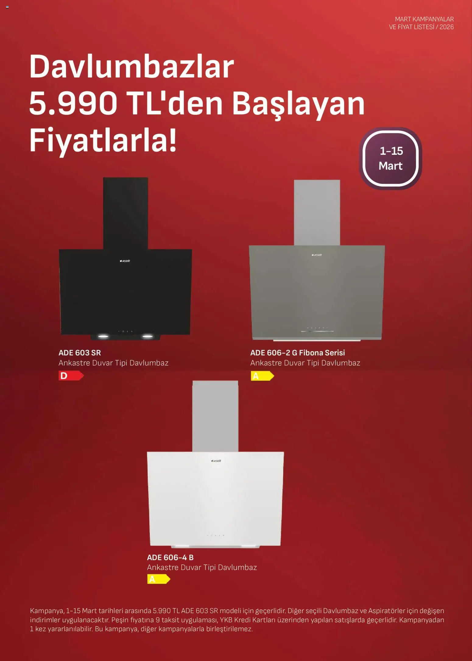 Arçelik - Ankastre Kataloğu - 01.03.2026 tarihinden itibaren geçerlidir | Sayfa: 5